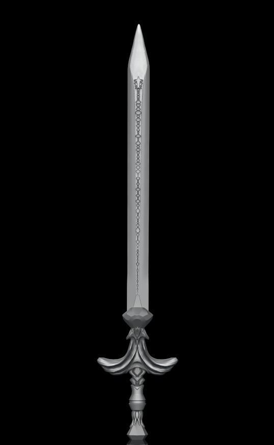 Steel sword low poly 5 texture options and high poly Low-poly 3D model_33
