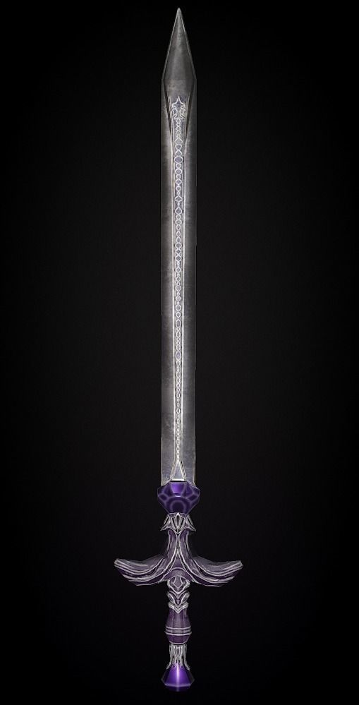 Steel sword low poly 5 texture options and high poly Low-poly 3D model_25