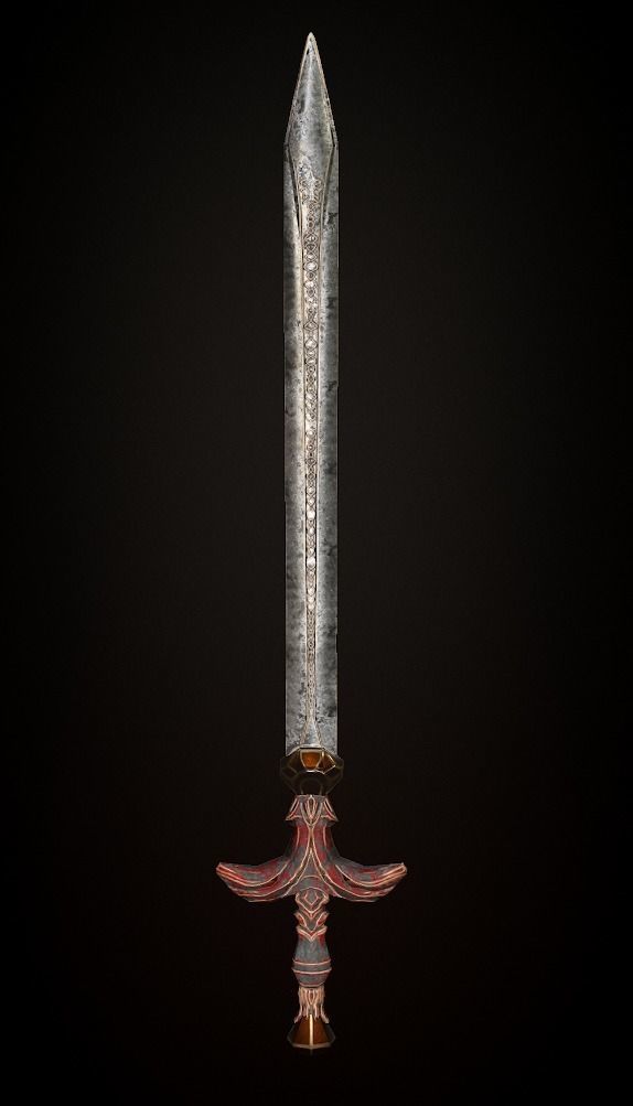 Steel sword low poly 5 texture options and high poly Low-poly 3D model_34