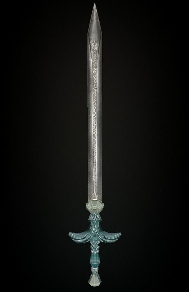 Steel sword low poly 5 texture options and high poly Low-poly 3D model_28