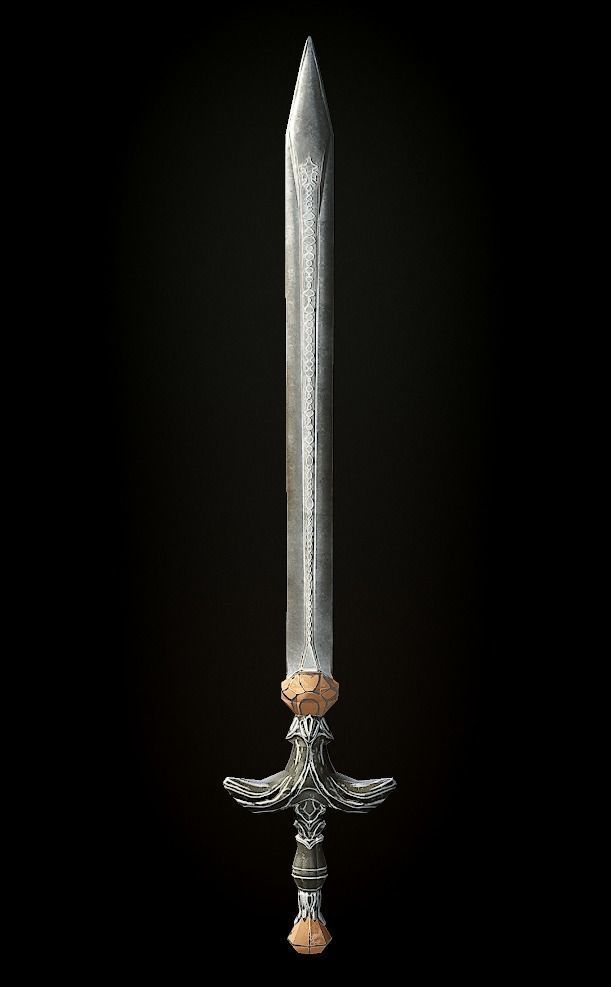 Steel sword low poly 5 texture options and high poly Low-poly 3D model_20