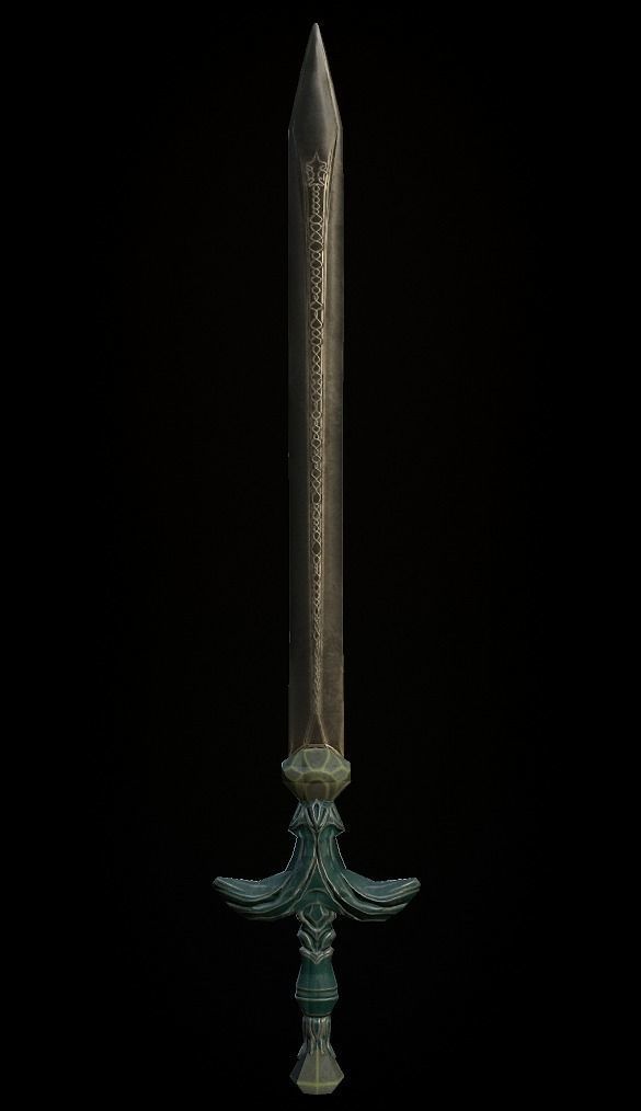Steel sword low poly 5 texture options and high poly Low-poly 3D model_29