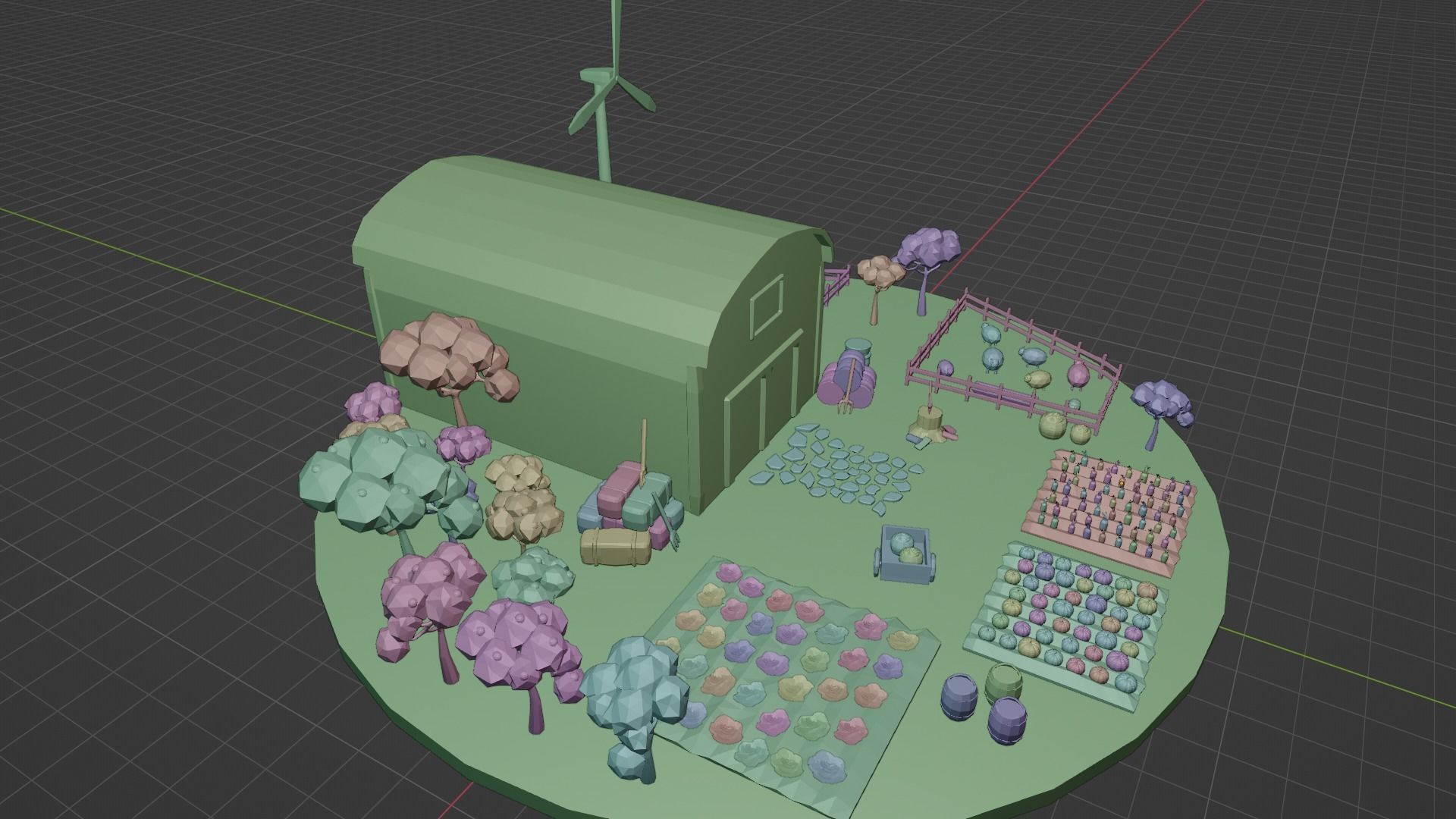 Low Poly Farm Low-poly 3D model_6