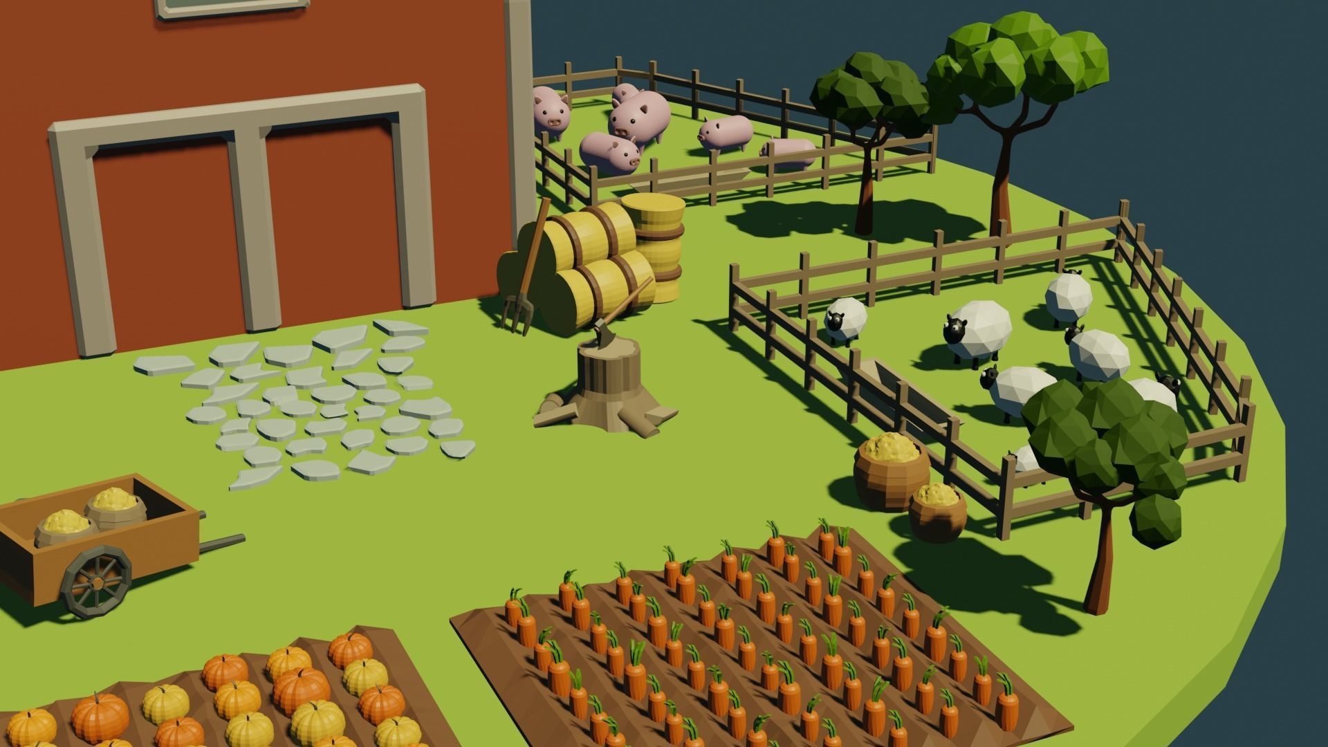 Low Poly Farm Low-poly 3D model_4