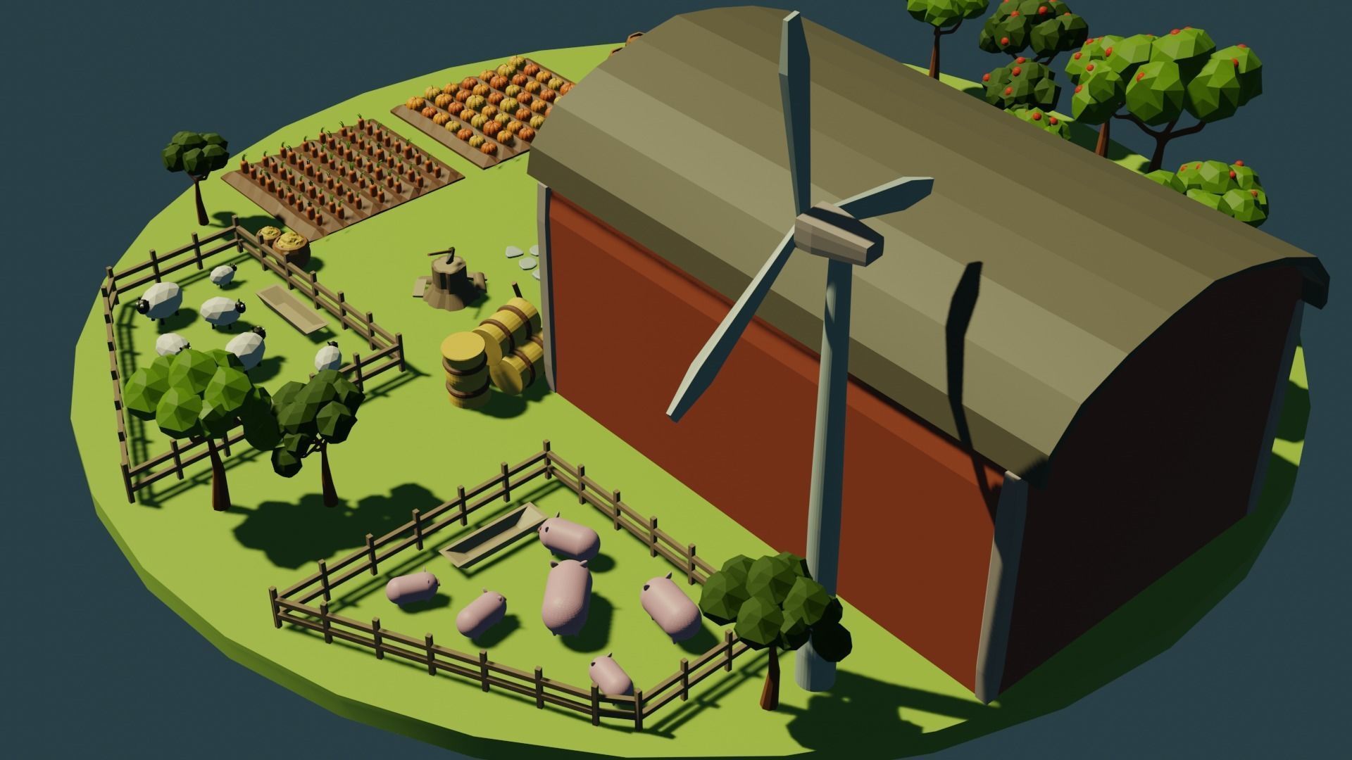 Low Poly Farm Low-poly 3D model_3