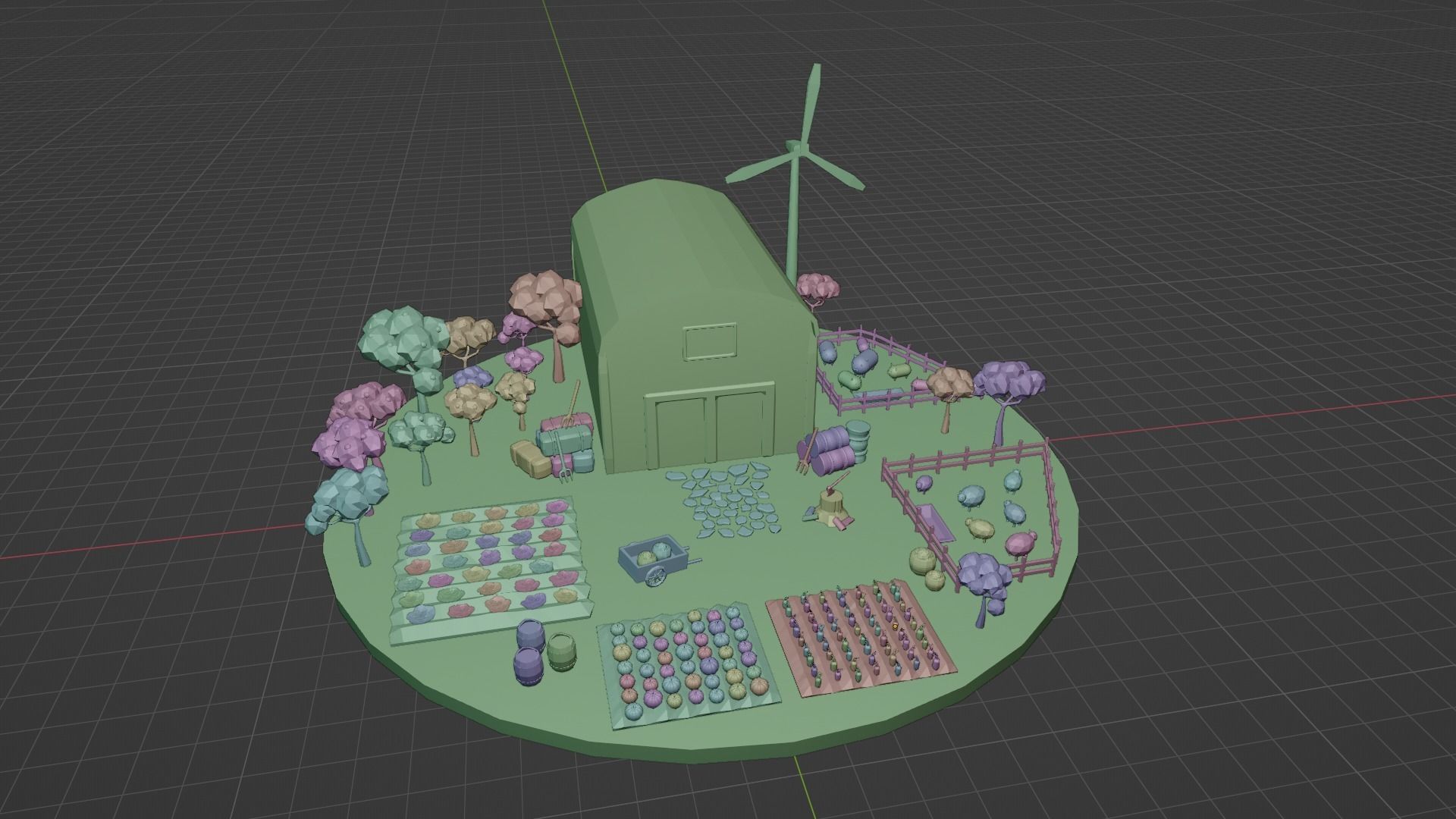 Low Poly Farm Low-poly 3D model_5