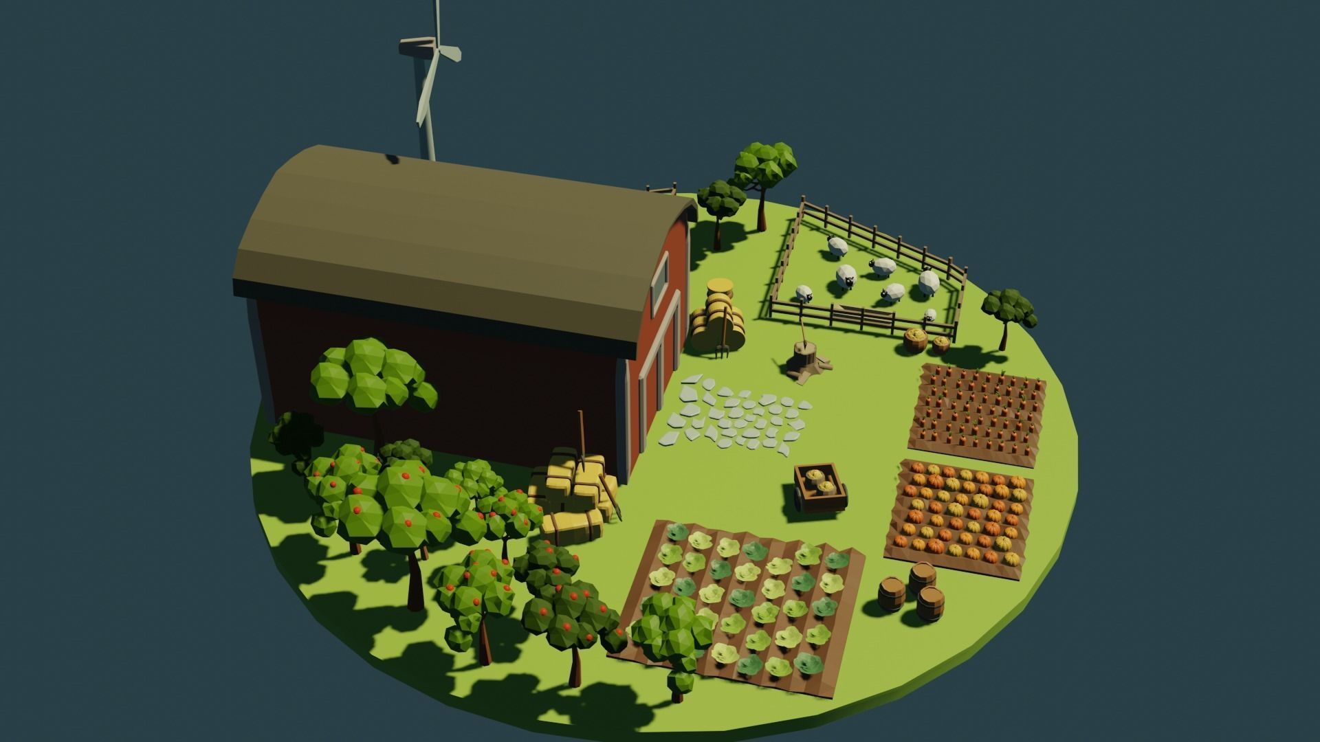 Low Poly Farm Low-poly 3D model_2