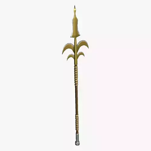Stylized Brass Steel and Wood Spear Low-poly 3D model