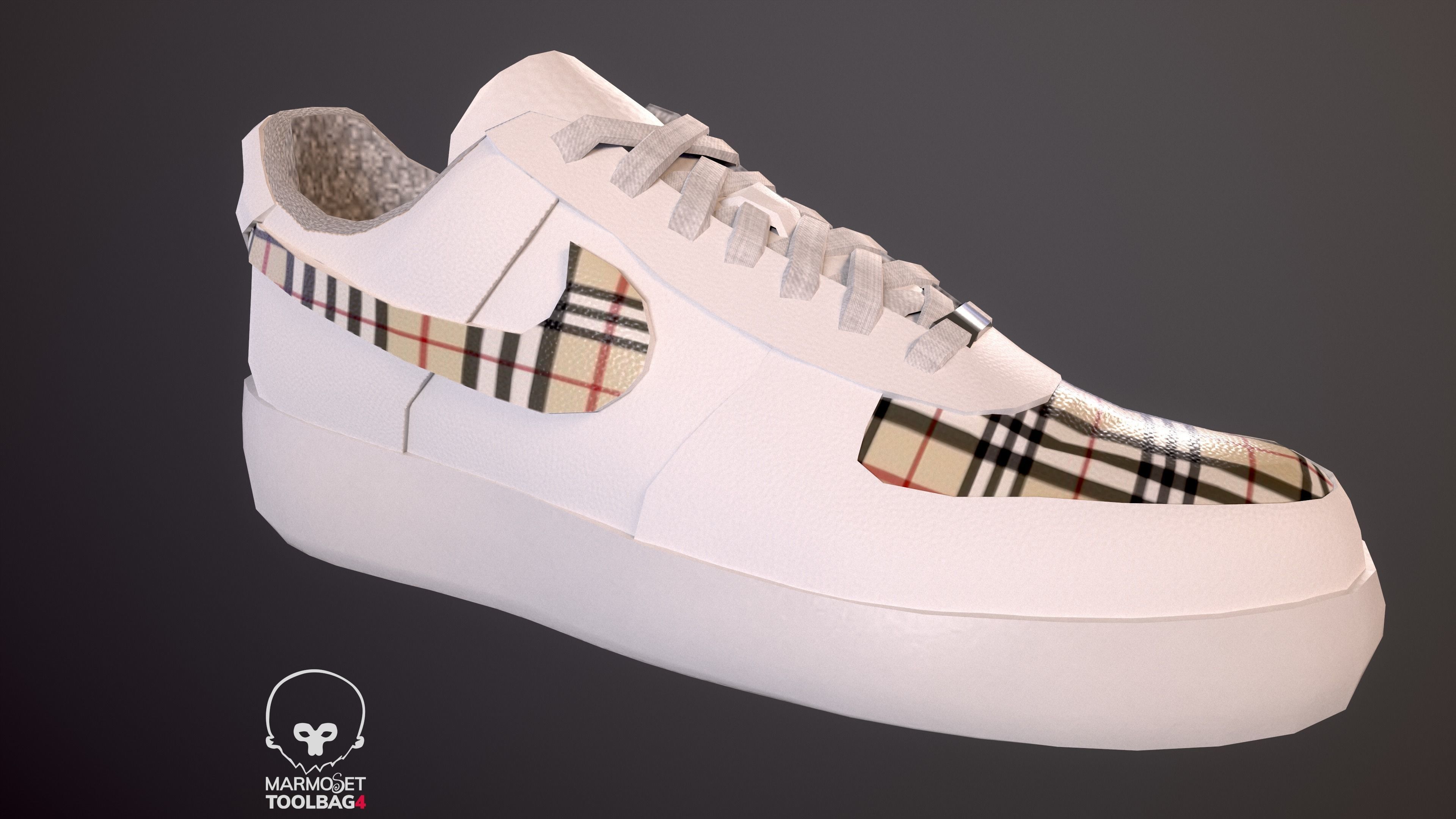 Nike Air Force 1 kit 18 custom Low-poly game ready pbr Low-poly 3D model_16