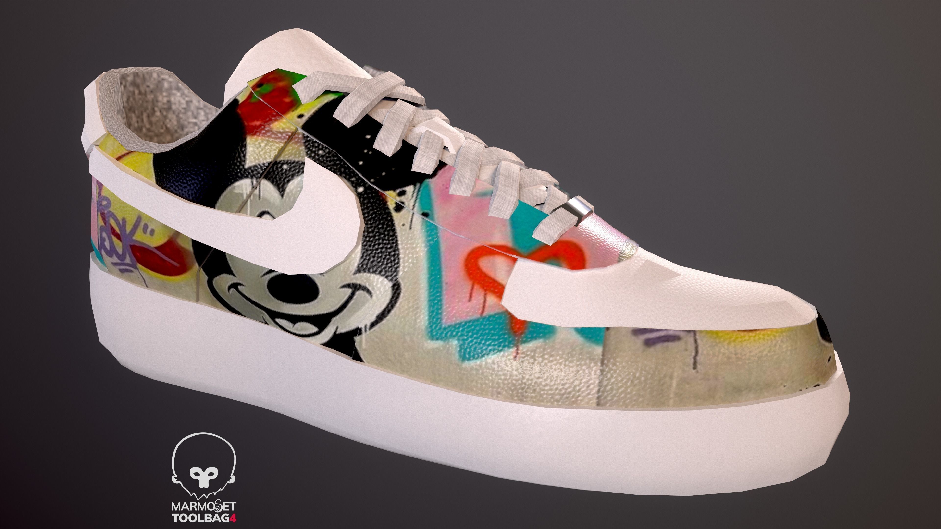 Nike Air Force 1 kit 18 custom Low-poly game ready pbr Low-poly 3D model_7