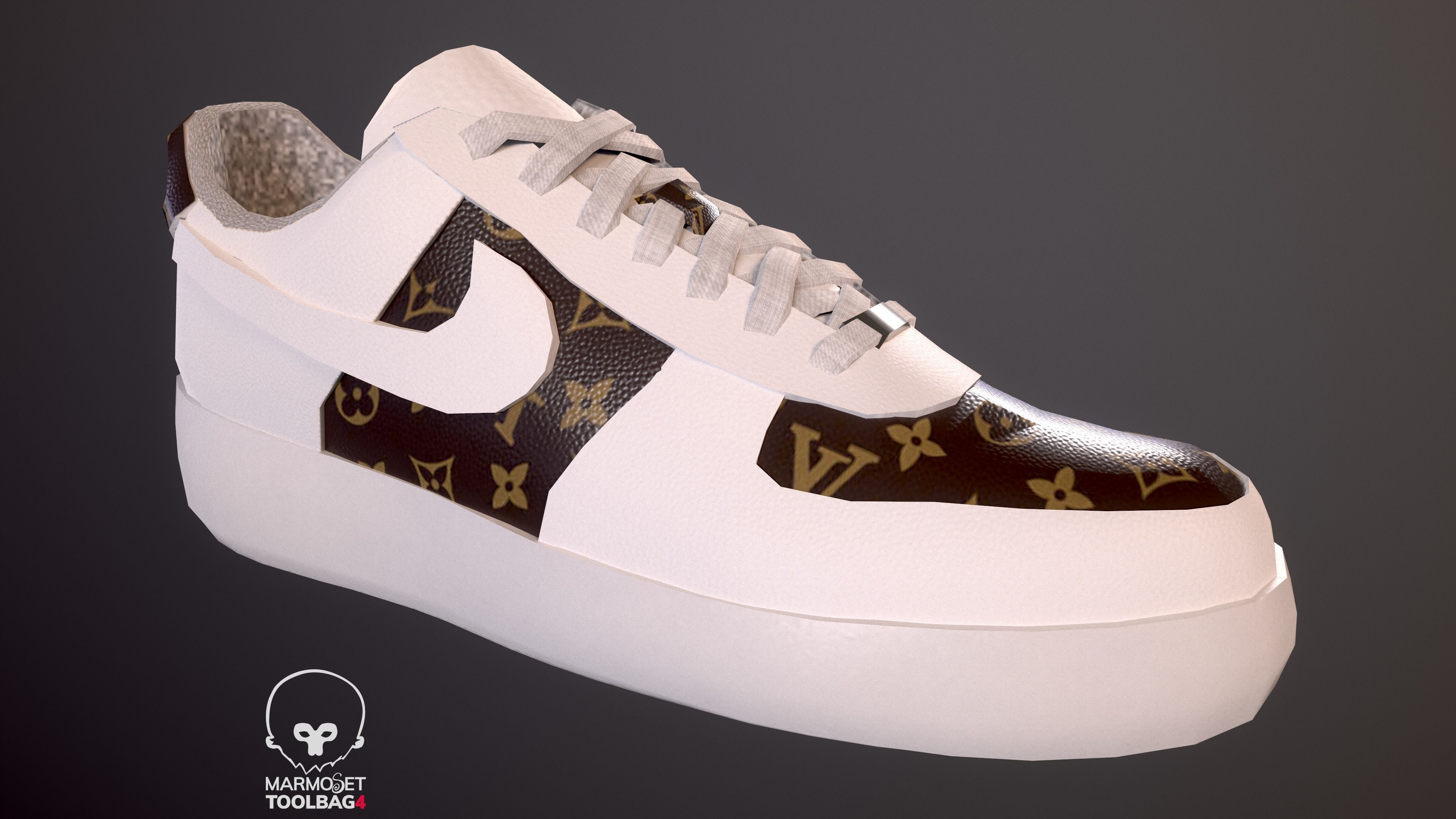 Nike Air Force 1 kit 18 custom Low-poly game ready pbr Low-poly 3D model_9