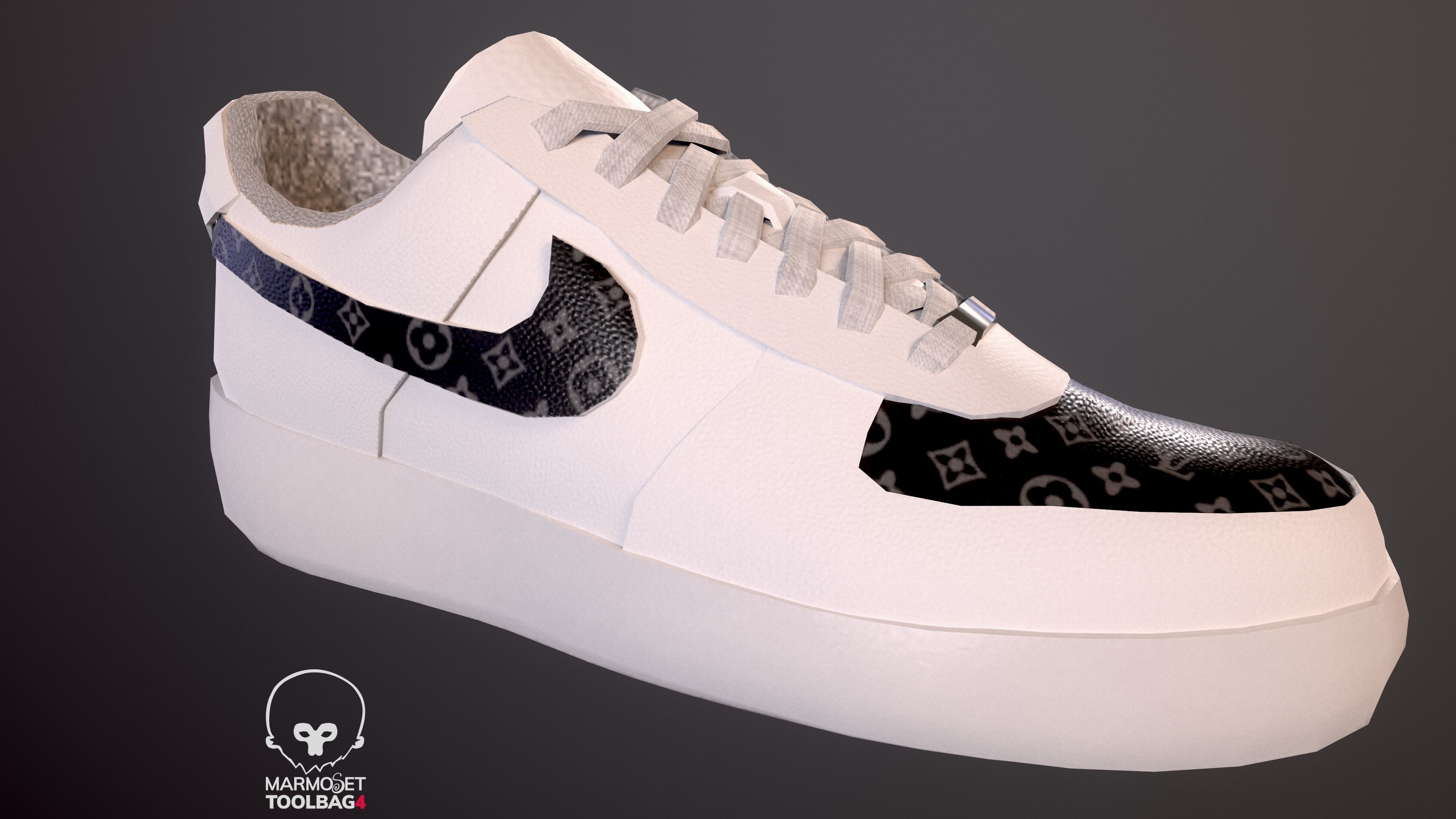 Nike Air Force 1 kit 18 custom Low-poly game ready pbr Low-poly 3D model_10