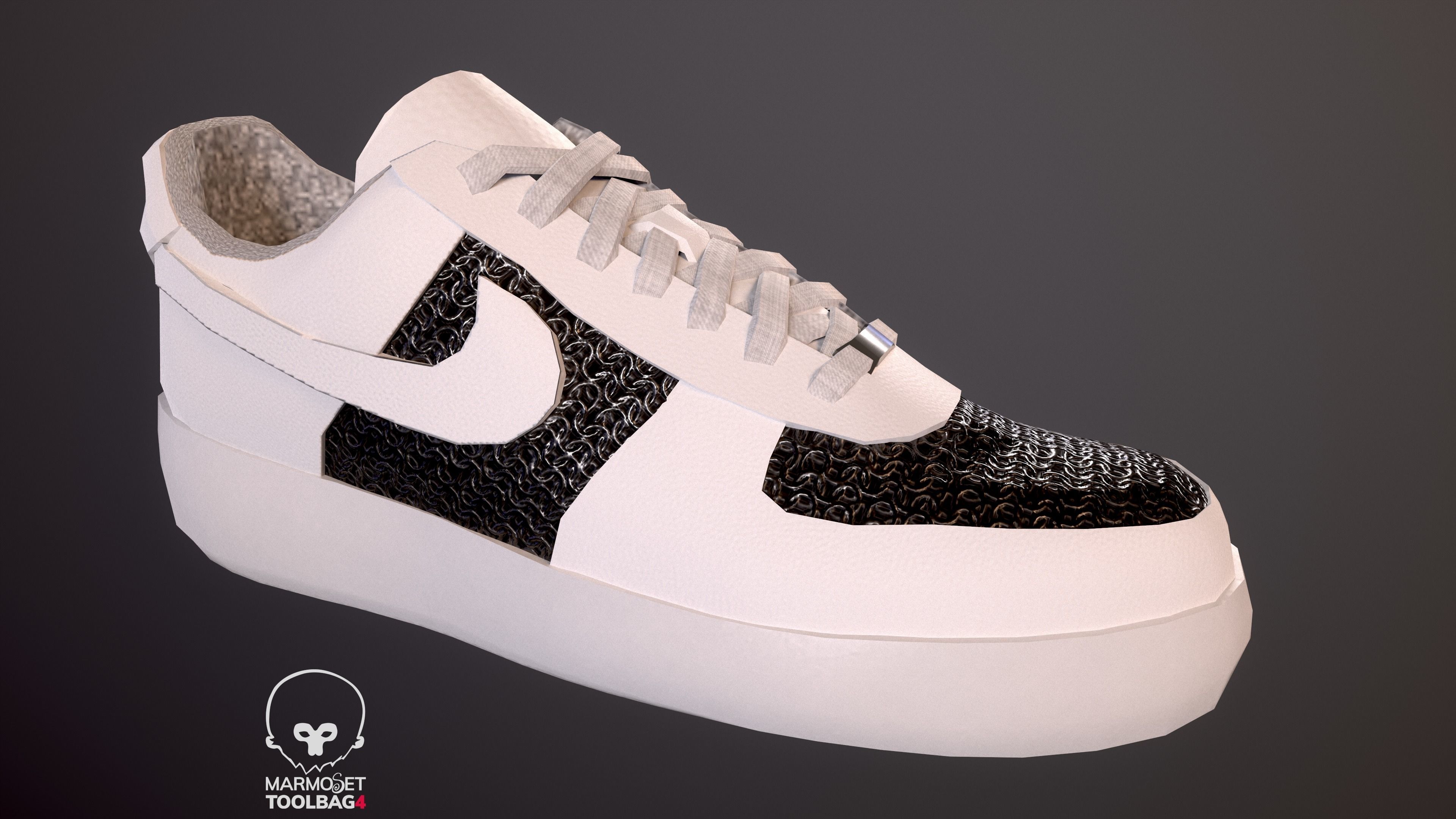 Nike Air Force 1 kit 18 custom Low-poly game ready pbr Low-poly 3D model_13