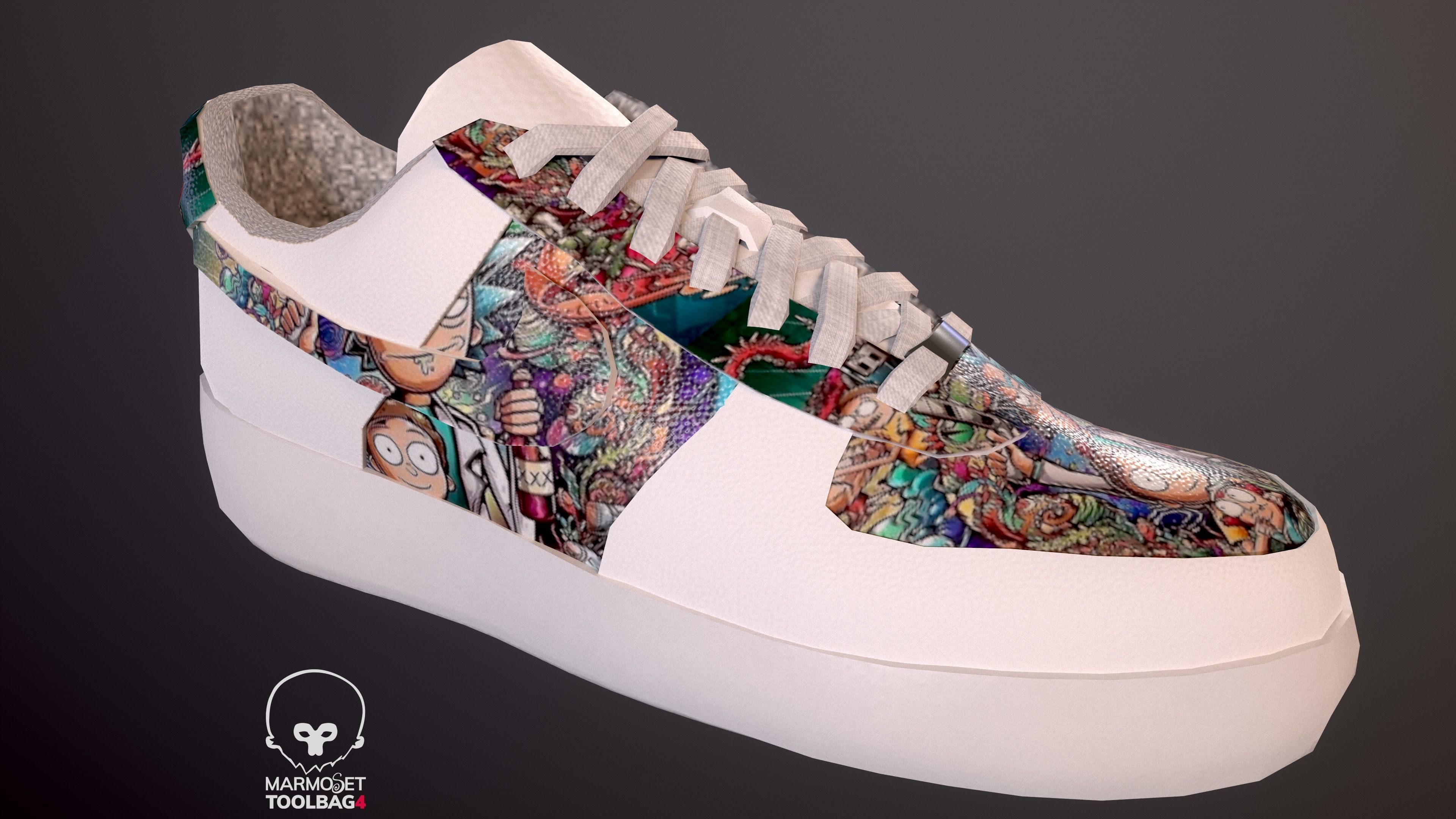 Nike Air Force 1 kit 18 custom Low-poly game ready pbr Low-poly 3D model_3