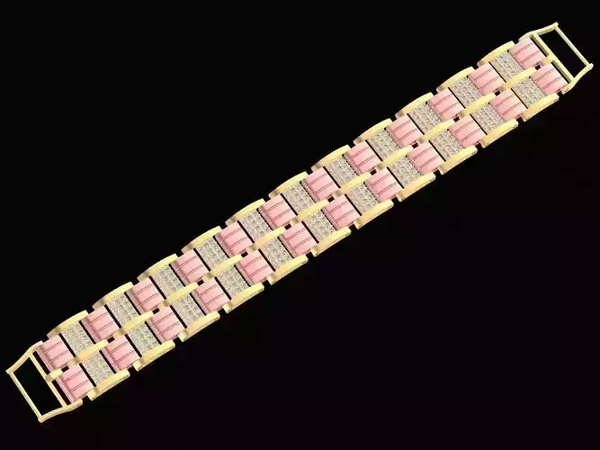 Luxury Two Tone Gold Diamond Link Bracelet for Men  2555