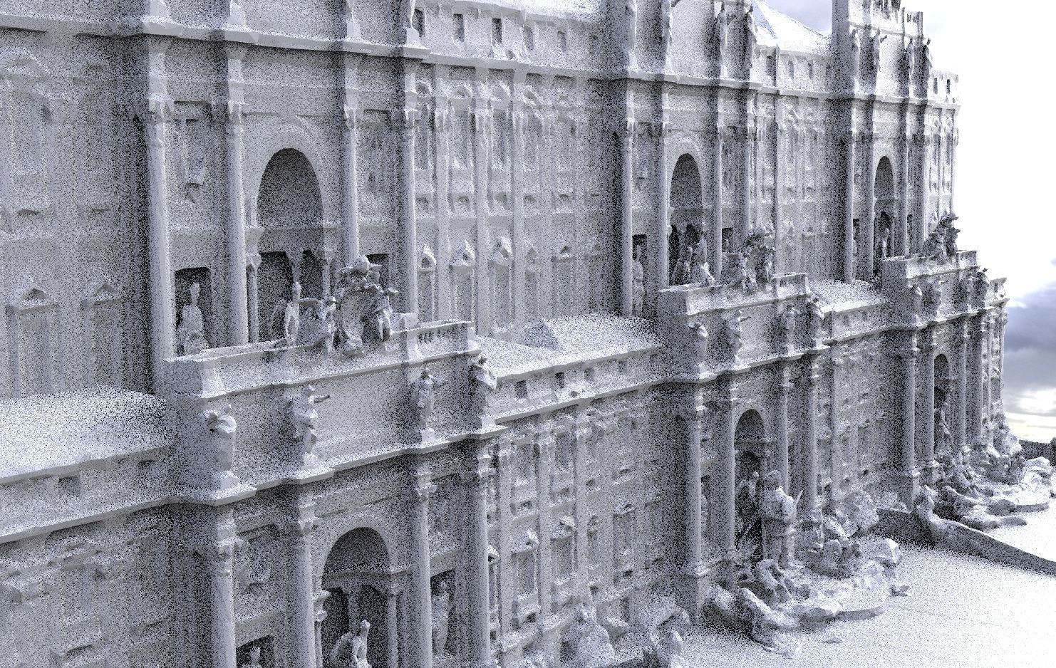 Fantasy architecture Gondor inspired Kit bash 1 3D model_9