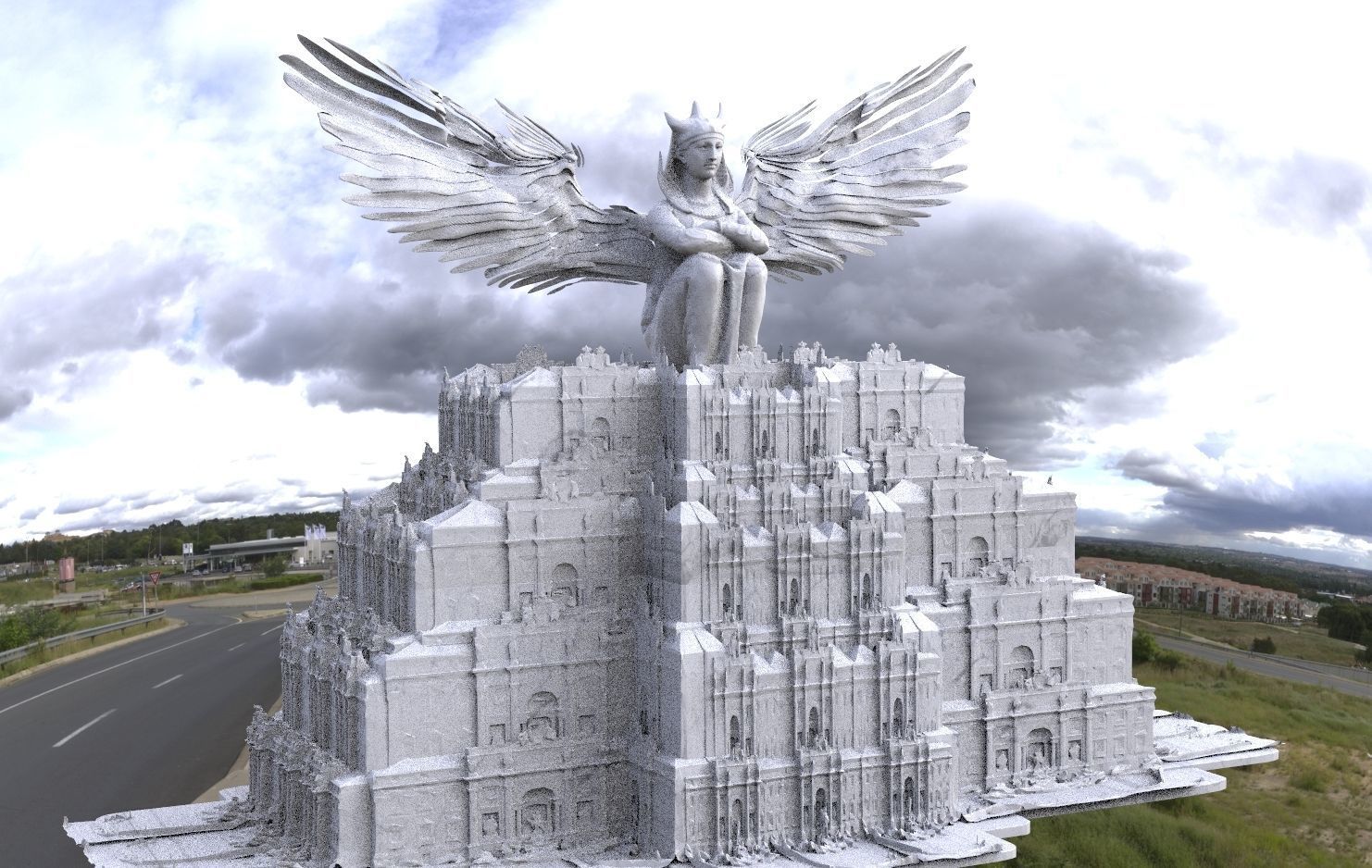 Fantasy architecture Gondor inspired Kit bash 1 3D model_7