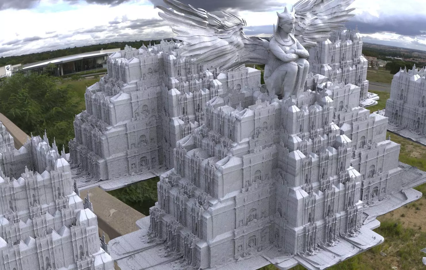 Fantasy architecture Gondor inspired Kit bash 1 3D model_0