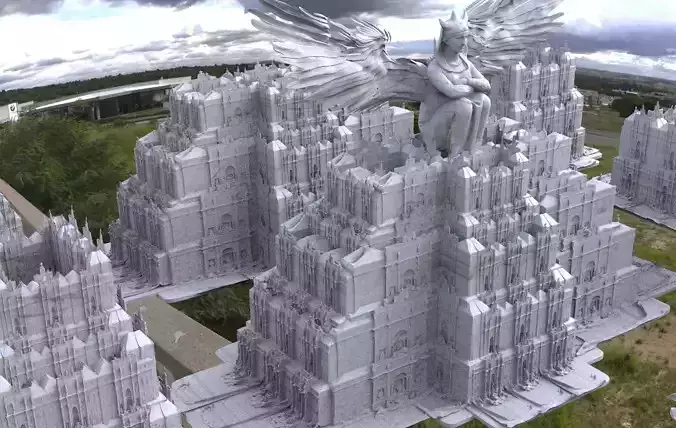 Fantasy architecture Gondor inspired Kit bash 1 3D model