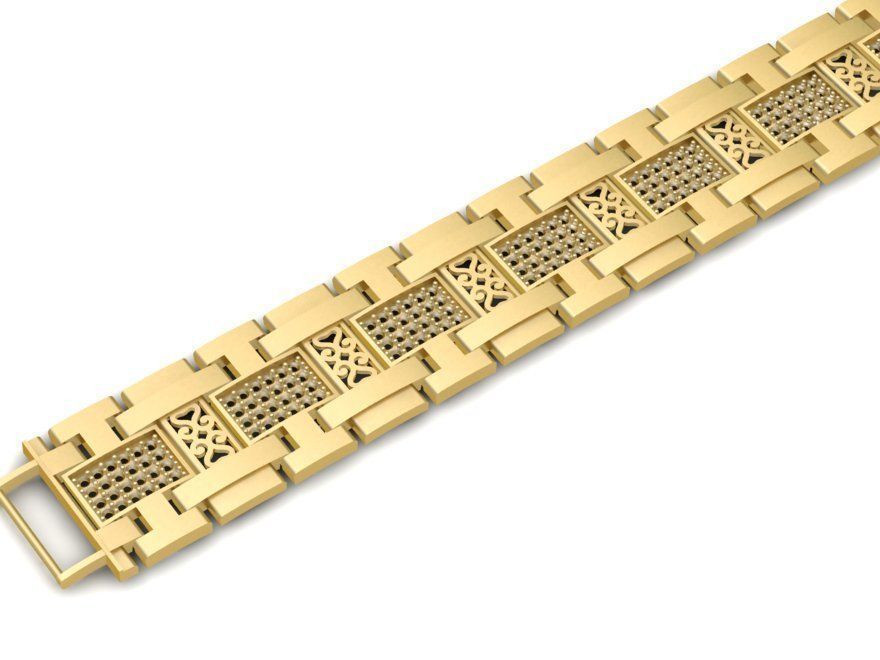 Two Tone Link Bracelet with Diamond Accents 2557 3D print model_6