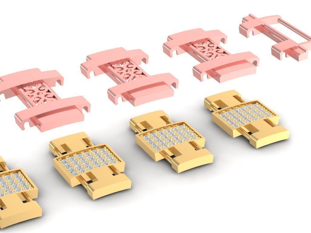 Two Tone Link Bracelet with Diamond Accents 2557 3D print model_3