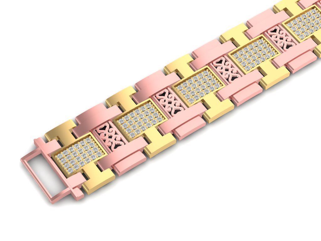 Two Tone Link Bracelet with Diamond Accents 2557 3D print model_1