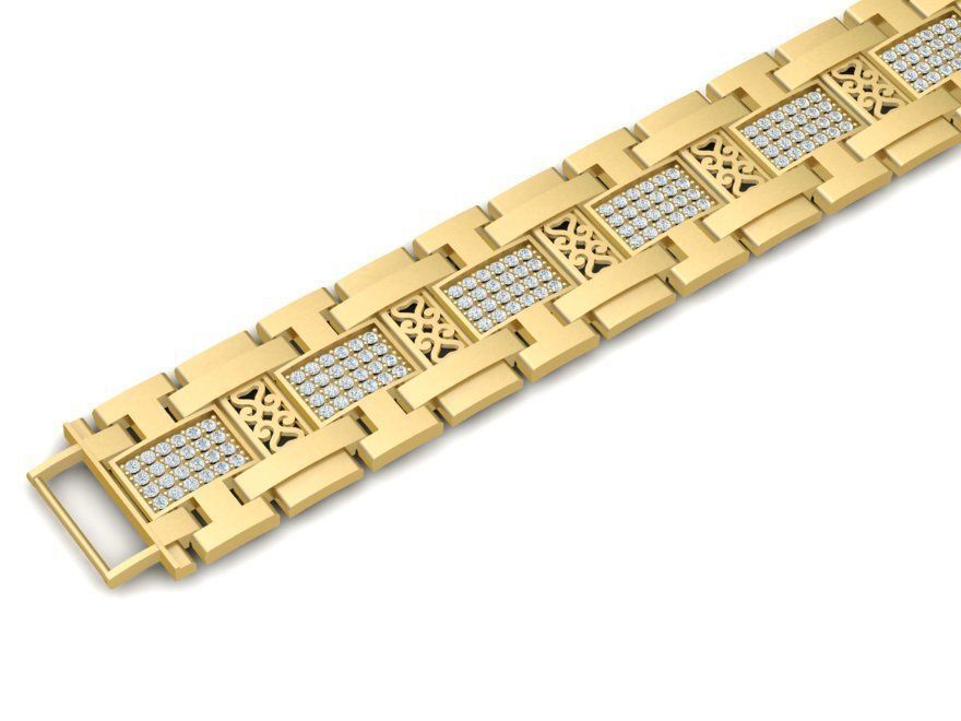 Two Tone Link Bracelet with Diamond Accents 2557 3D print model_4