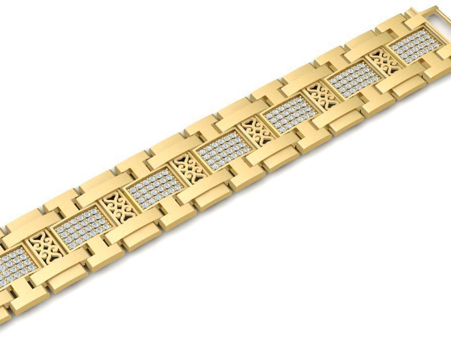 Two Tone Link Bracelet with Diamond Accents 2557 3D print model_5