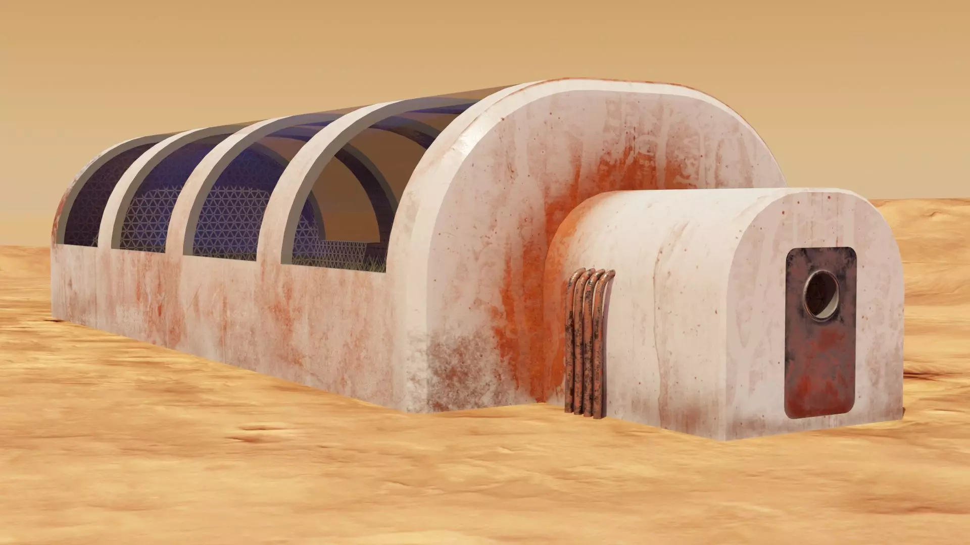 Martian farm Low-poly 3D model_0