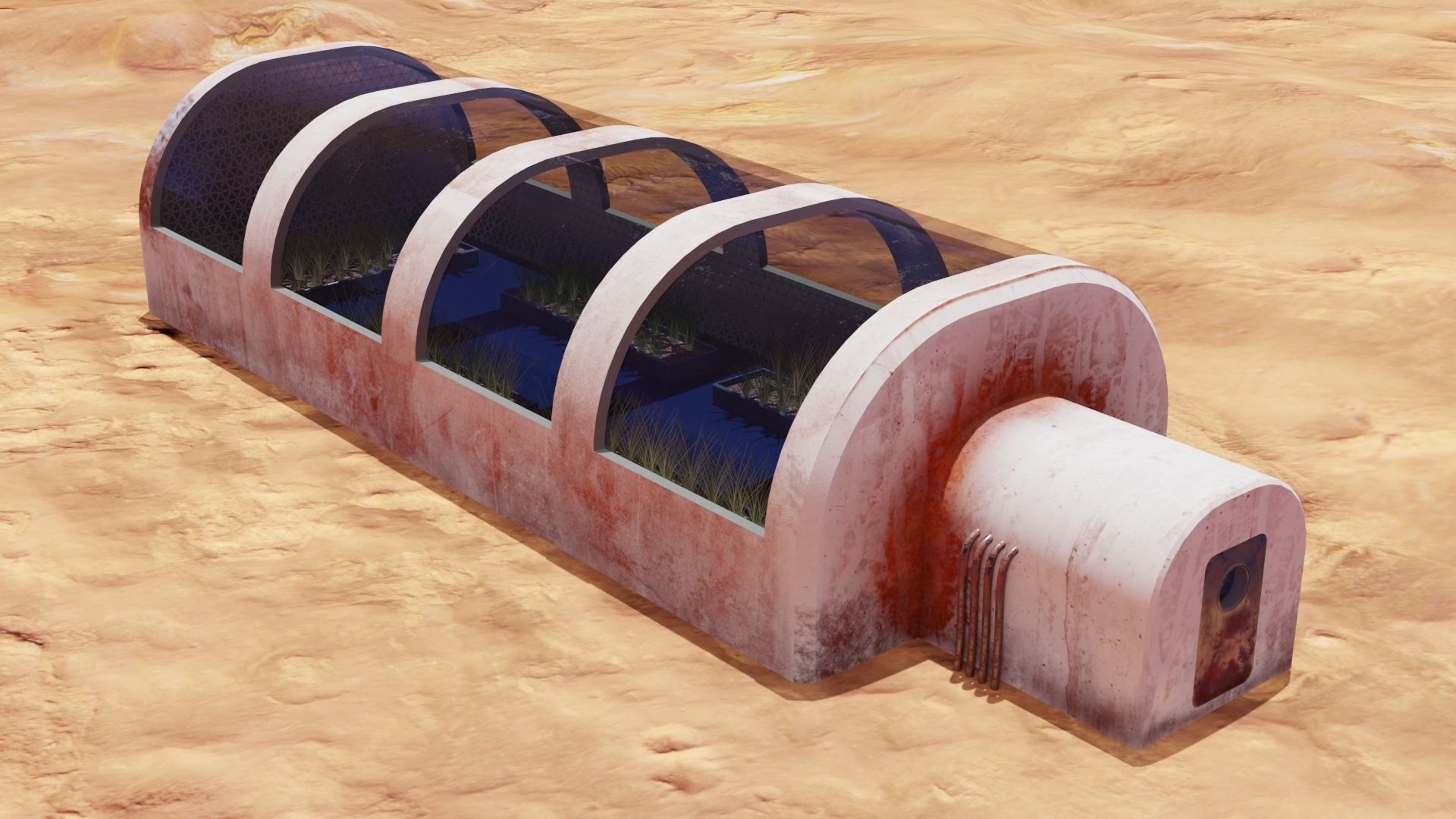 Martian farm Low-poly 3D model_3