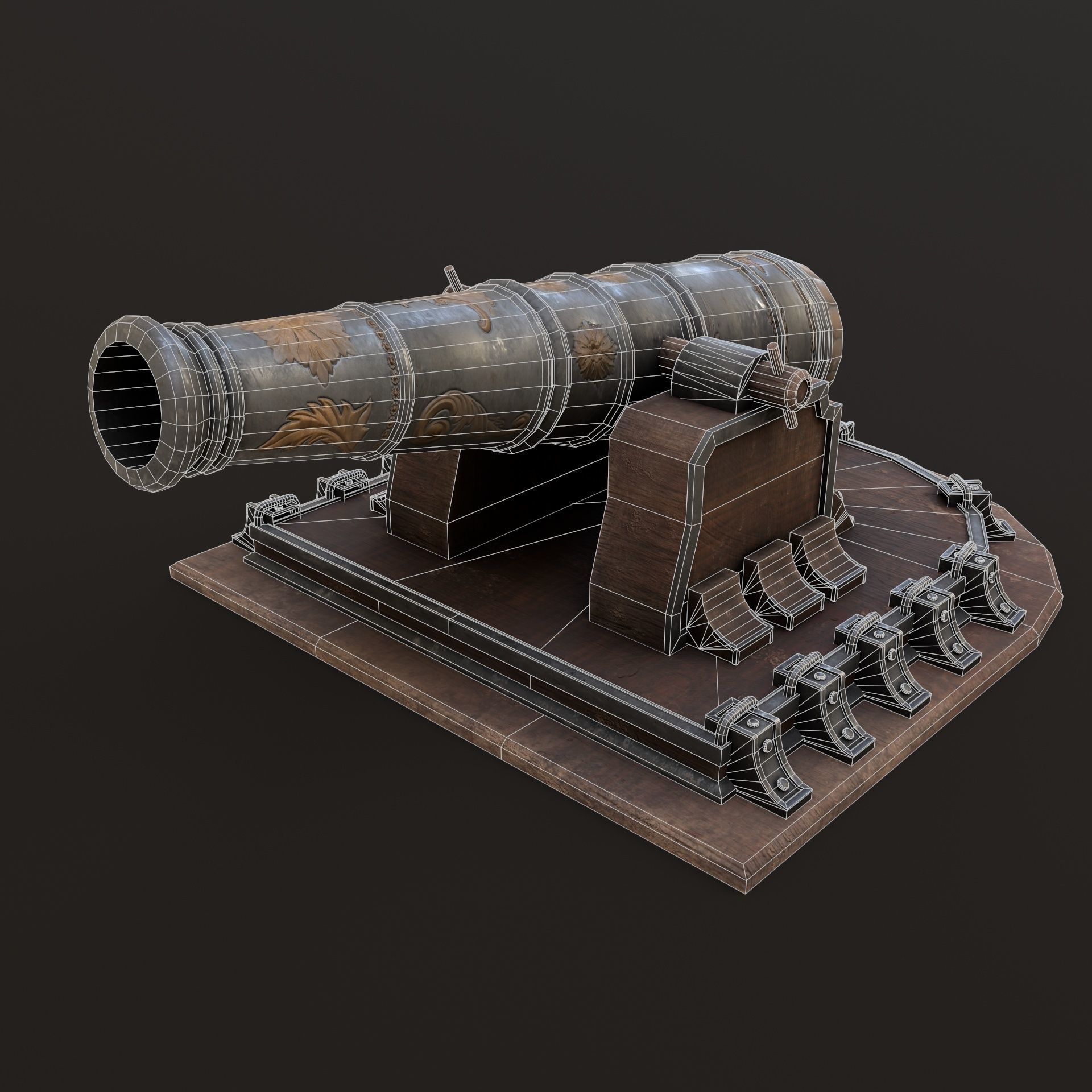 Old Cannon  Low-poly 3D model_13