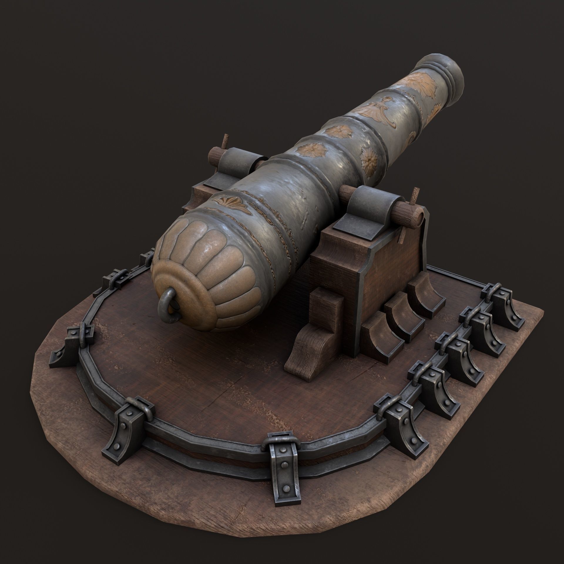 Old Cannon  Low-poly 3D model_3