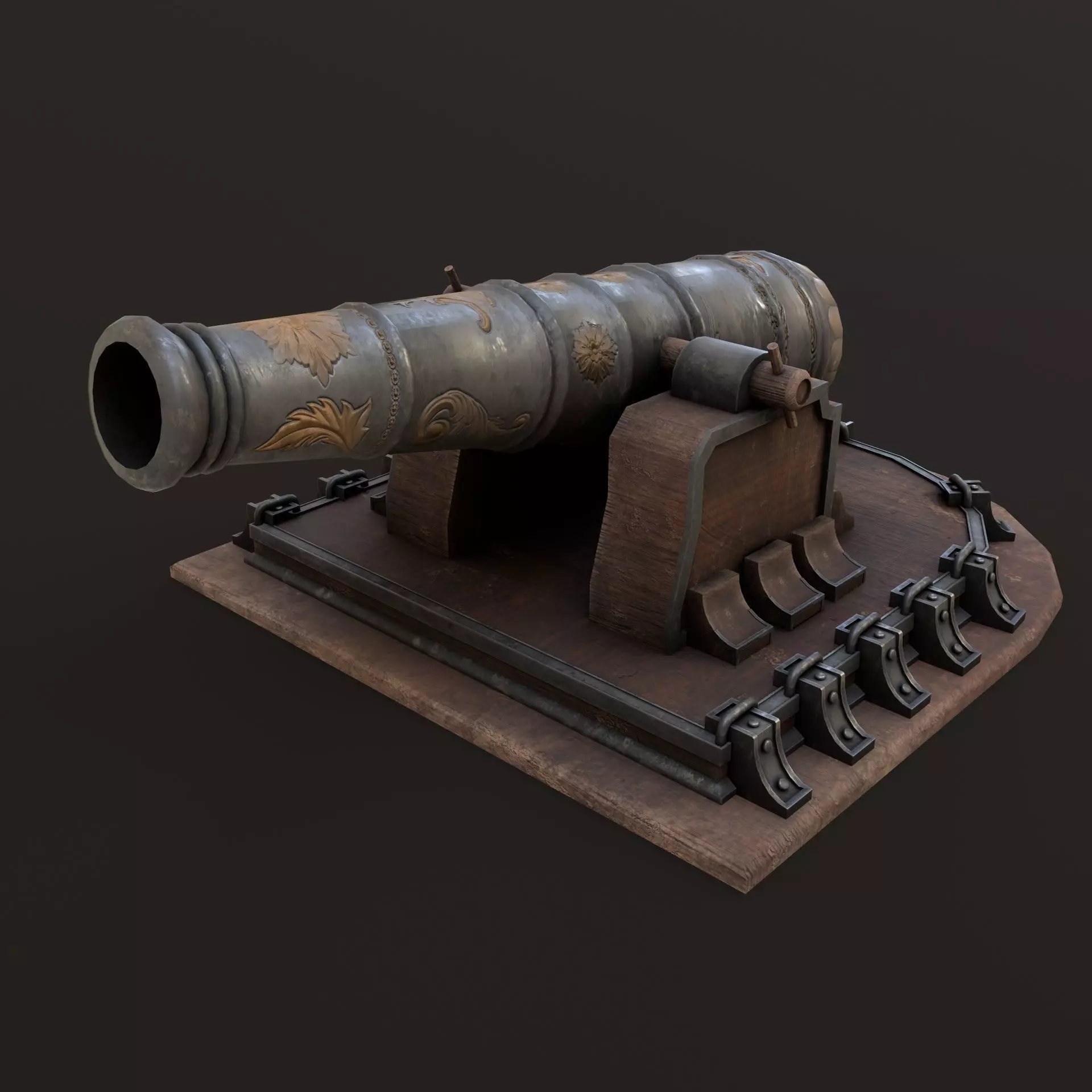 Old Cannon  Low-poly 3D model_0