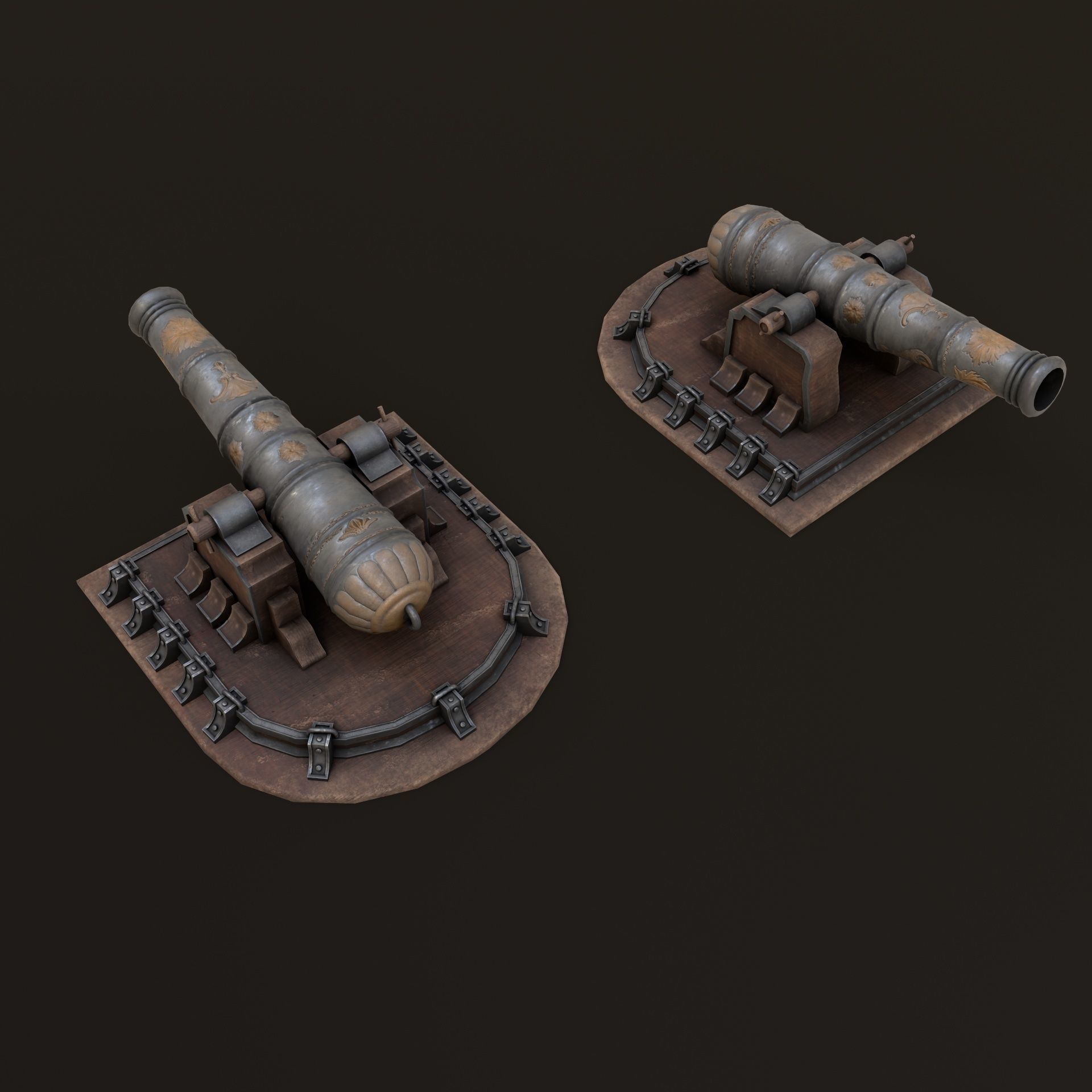 Old Cannon  Low-poly 3D model_6