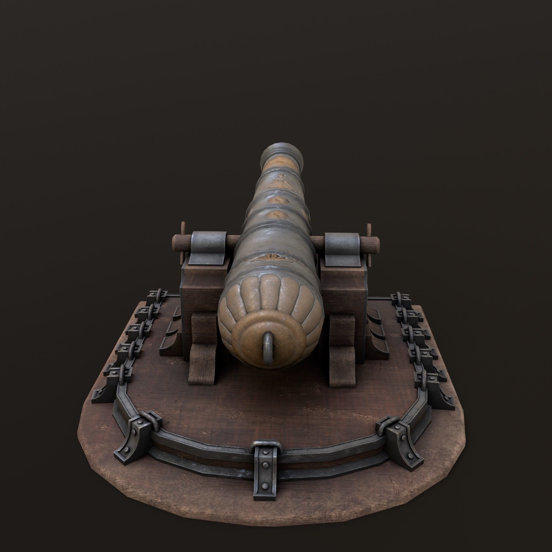 Old Cannon  Low-poly 3D model_2