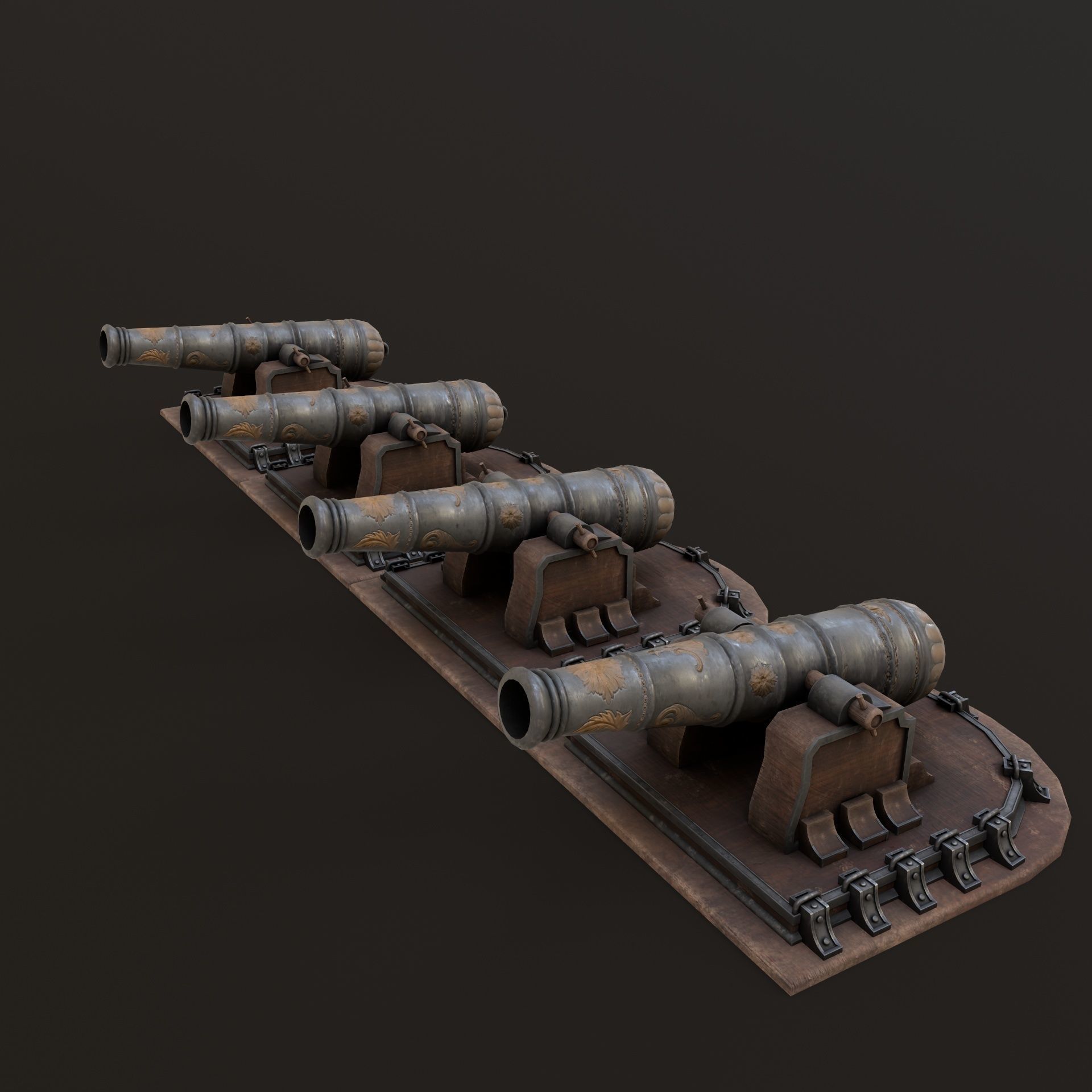 Old Cannon  Low-poly 3D model_9