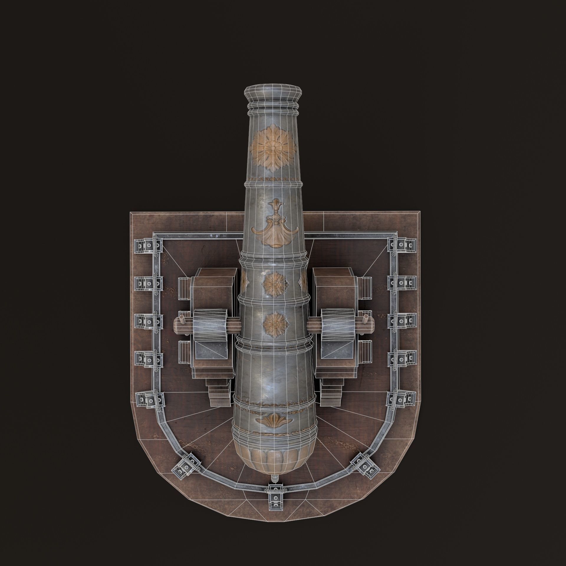 Old Cannon  Low-poly 3D model_10