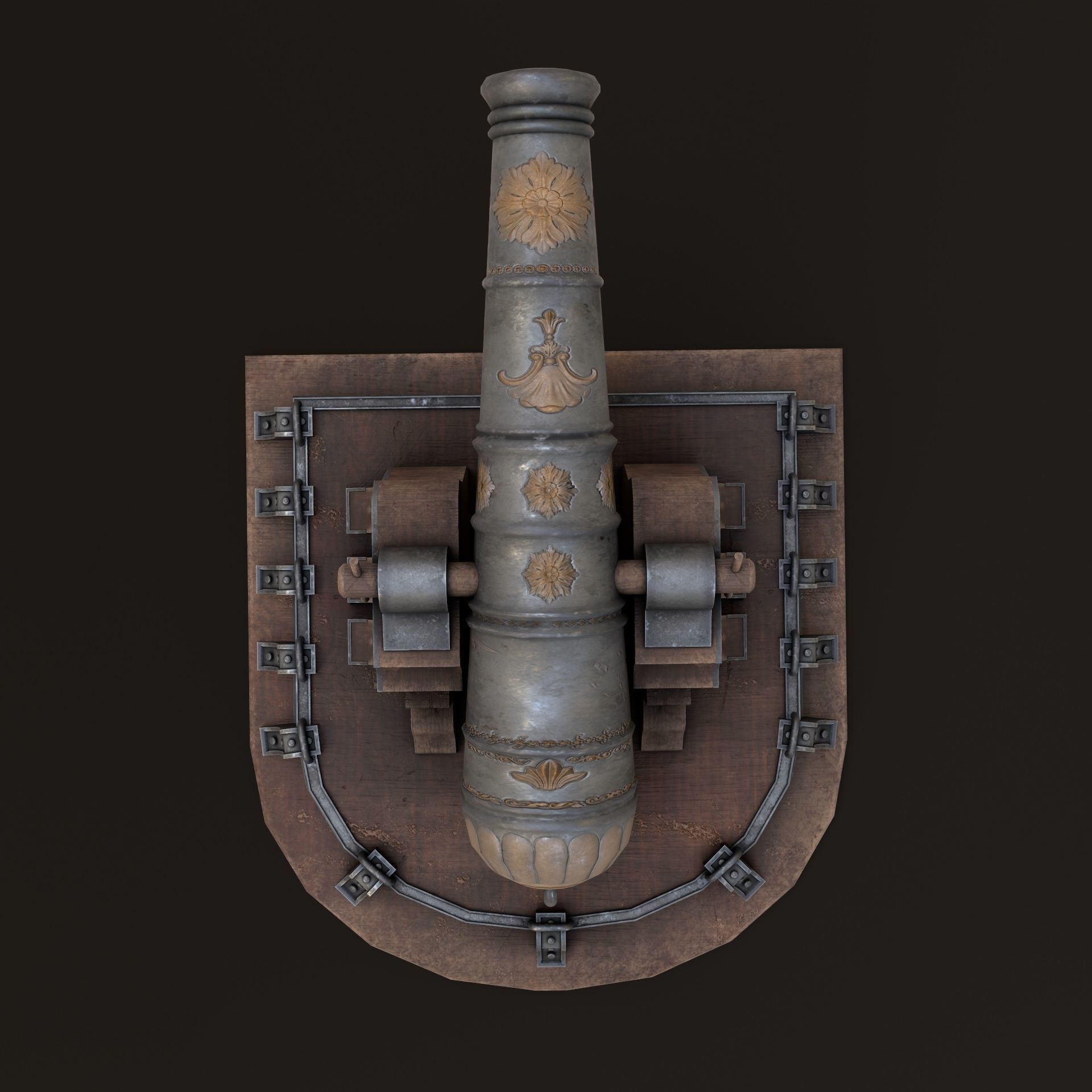 Old Cannon  Low-poly 3D model_4