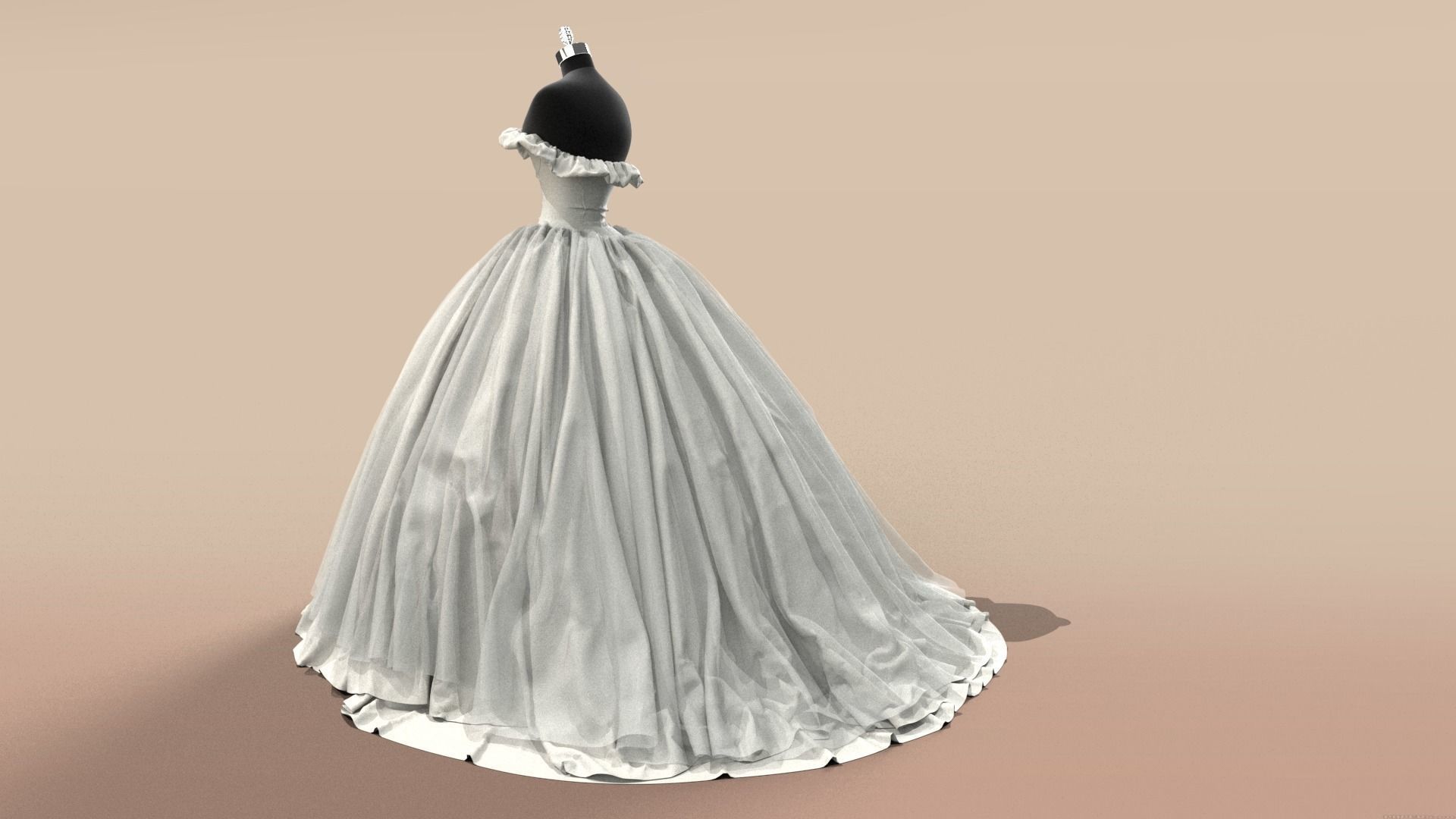 Female Wedding Dress 3D model_3