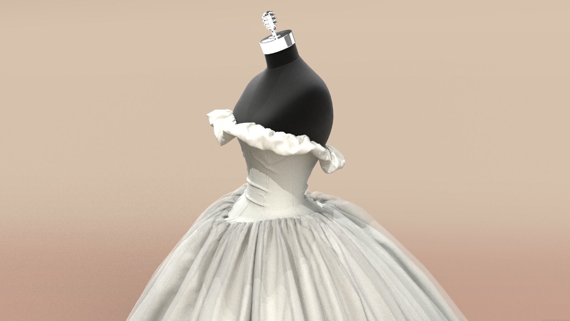 Female Wedding Dress 3D model_2