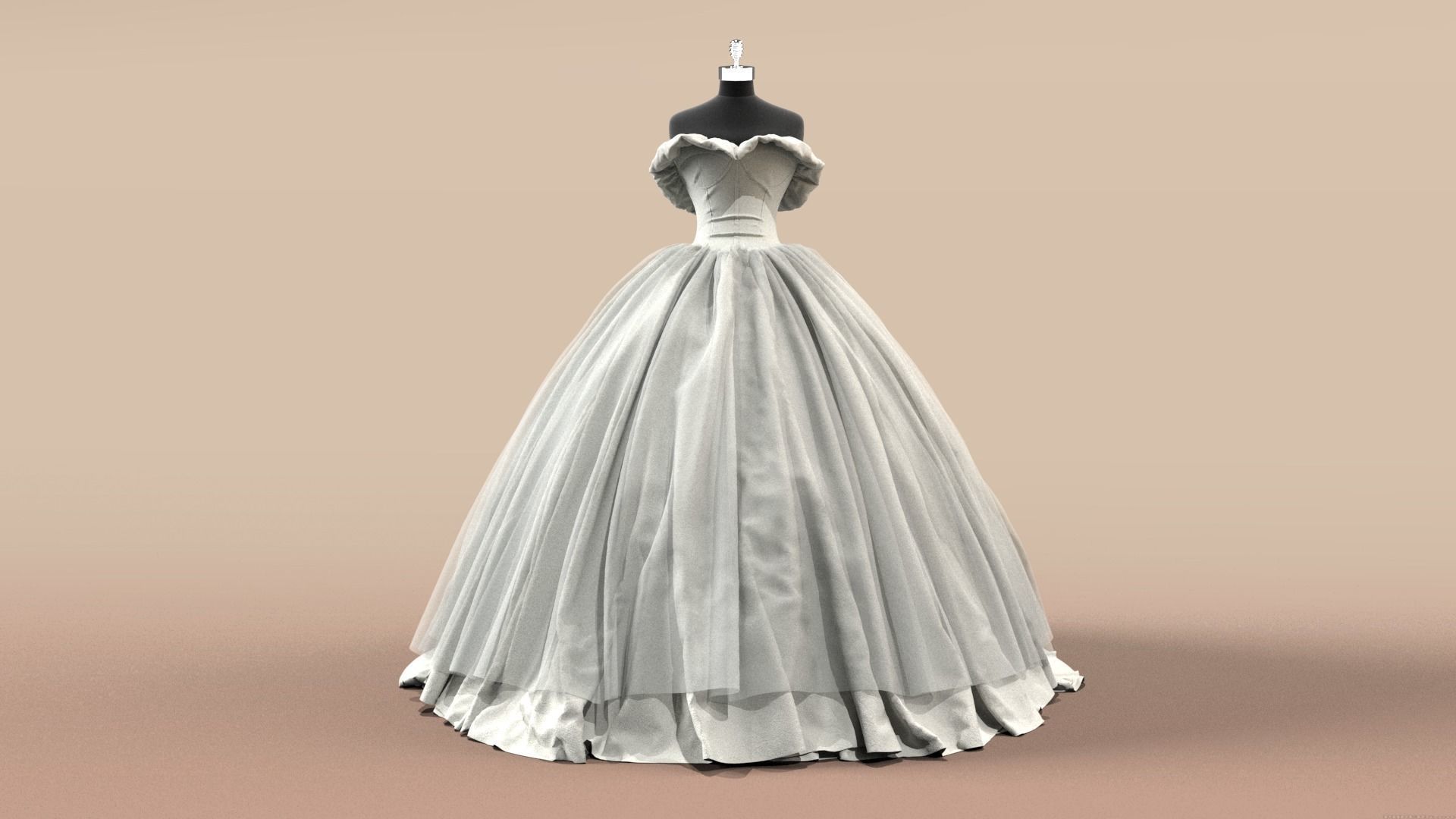 Female Wedding Dress 3D model_1