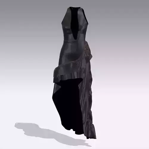 LEATHER DRESS BLACK ASYMETRIC SKIRT FASHION WOMAN