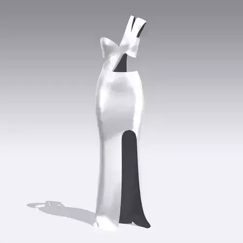 DRESS WHITE SATIN SLIT DRESS ONE SHOULDER DRESS