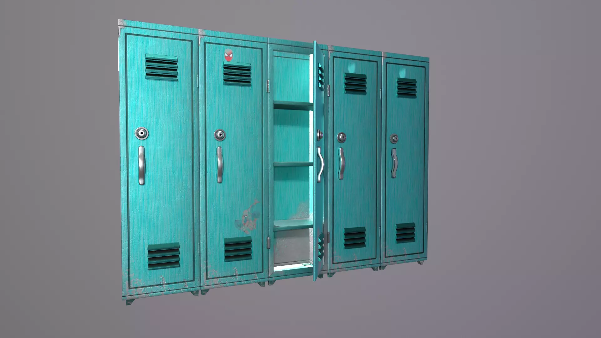 Metal Locker Game Ready Low-poly Low-poly 3D model