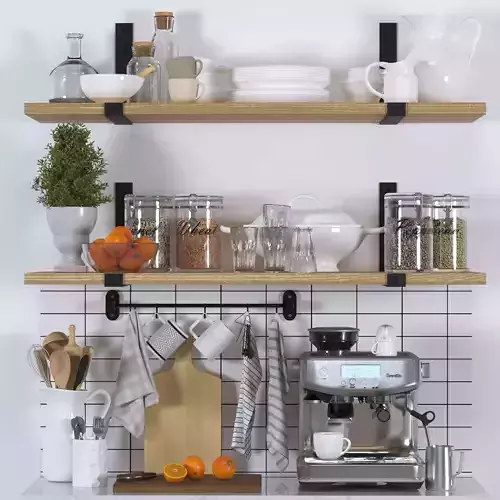 kitchen set with espresso machine