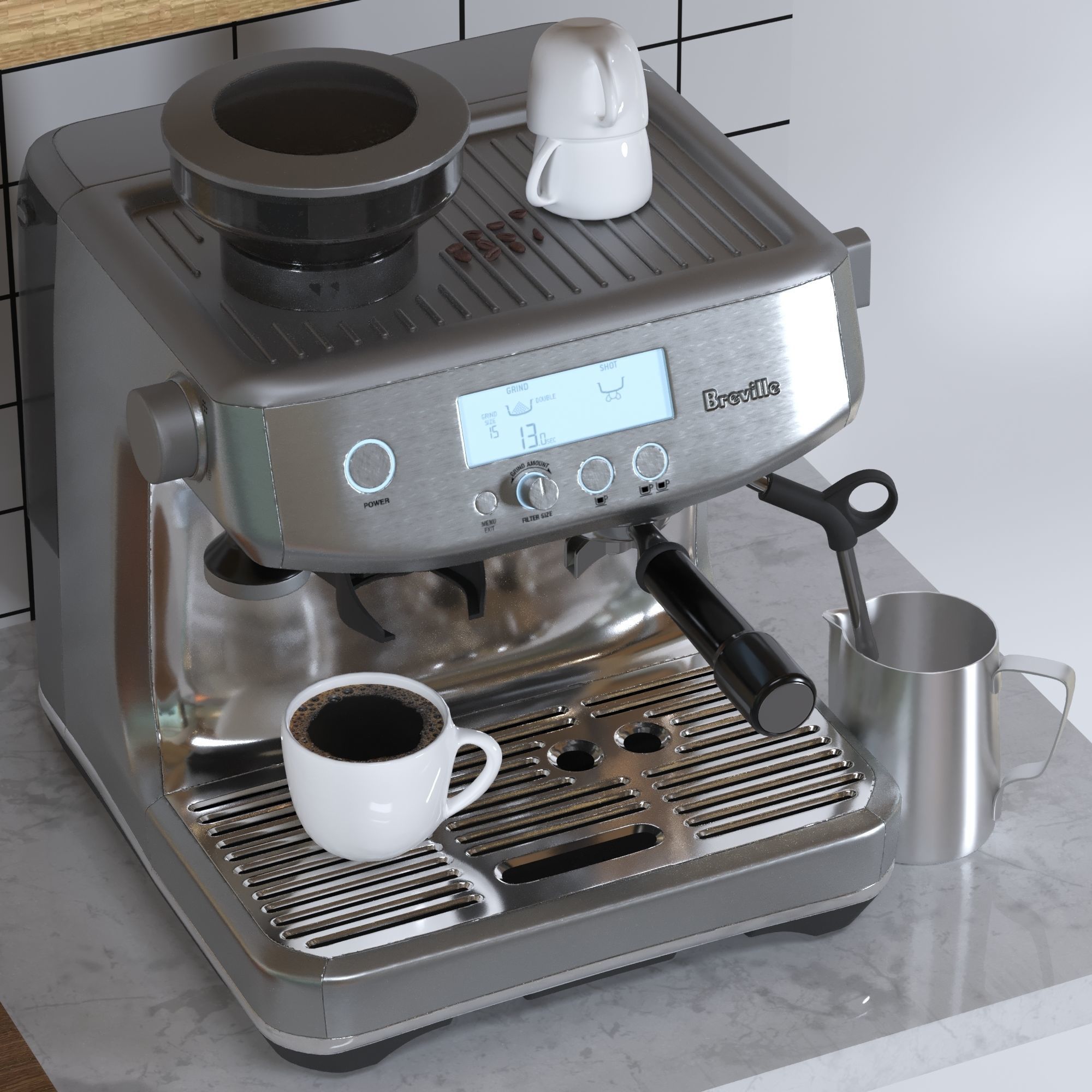 kitchen set with espresso machine 3D model_1