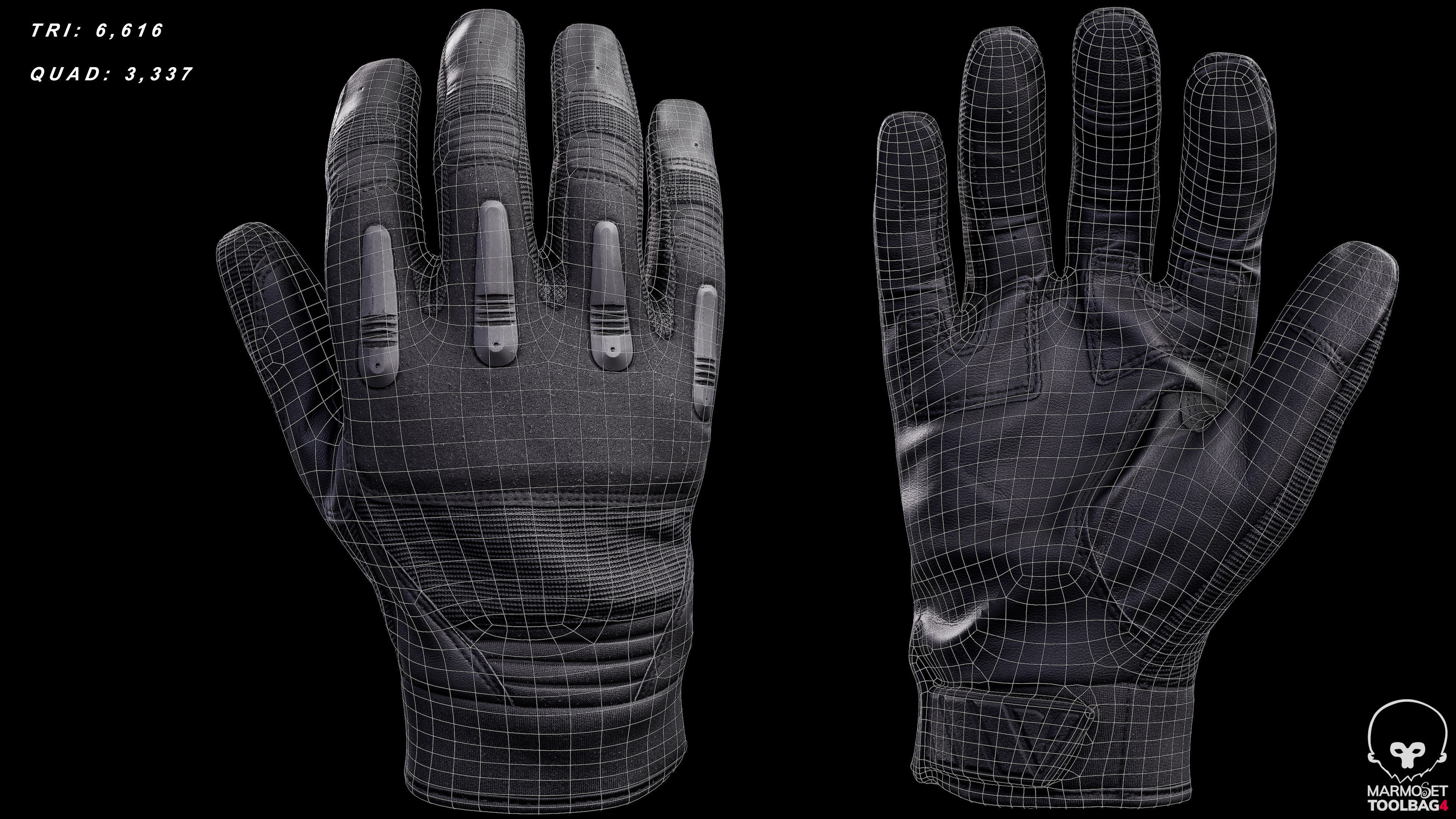 Tactical Gloves 038 Low-poly 3D model_3