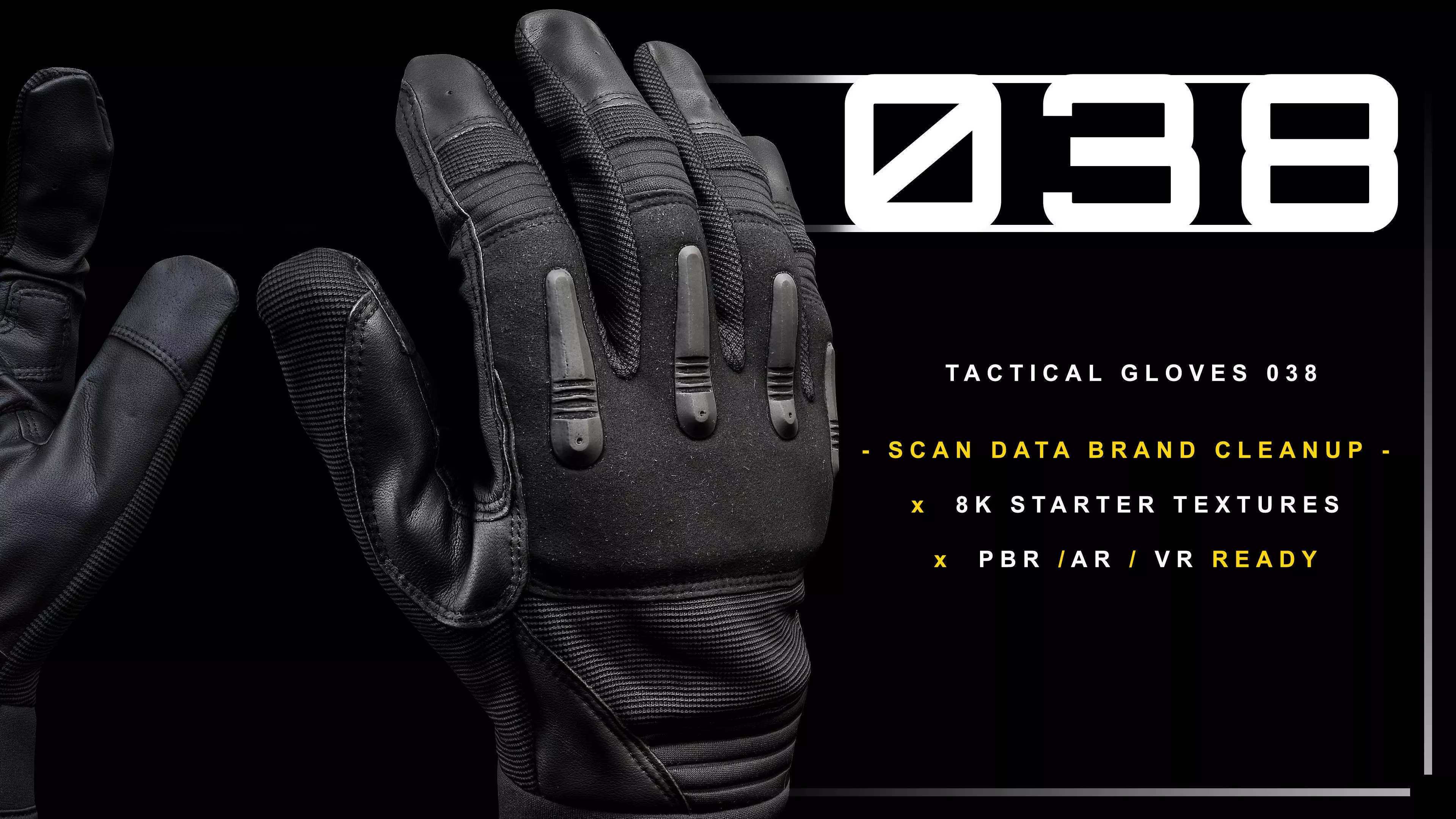 Tactical Gloves 038 Low-poly 3D model_0