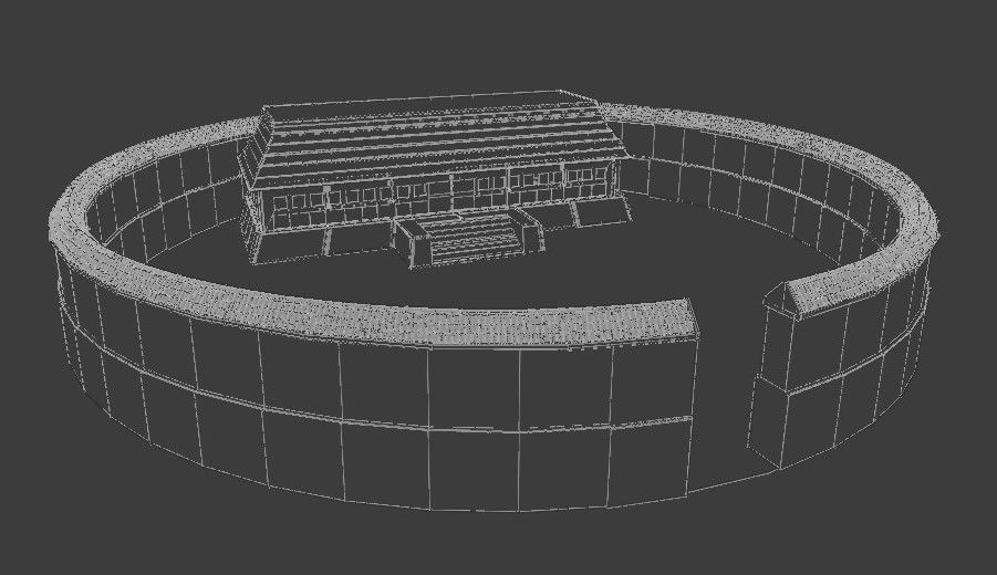 monastery circular building 3D model_11