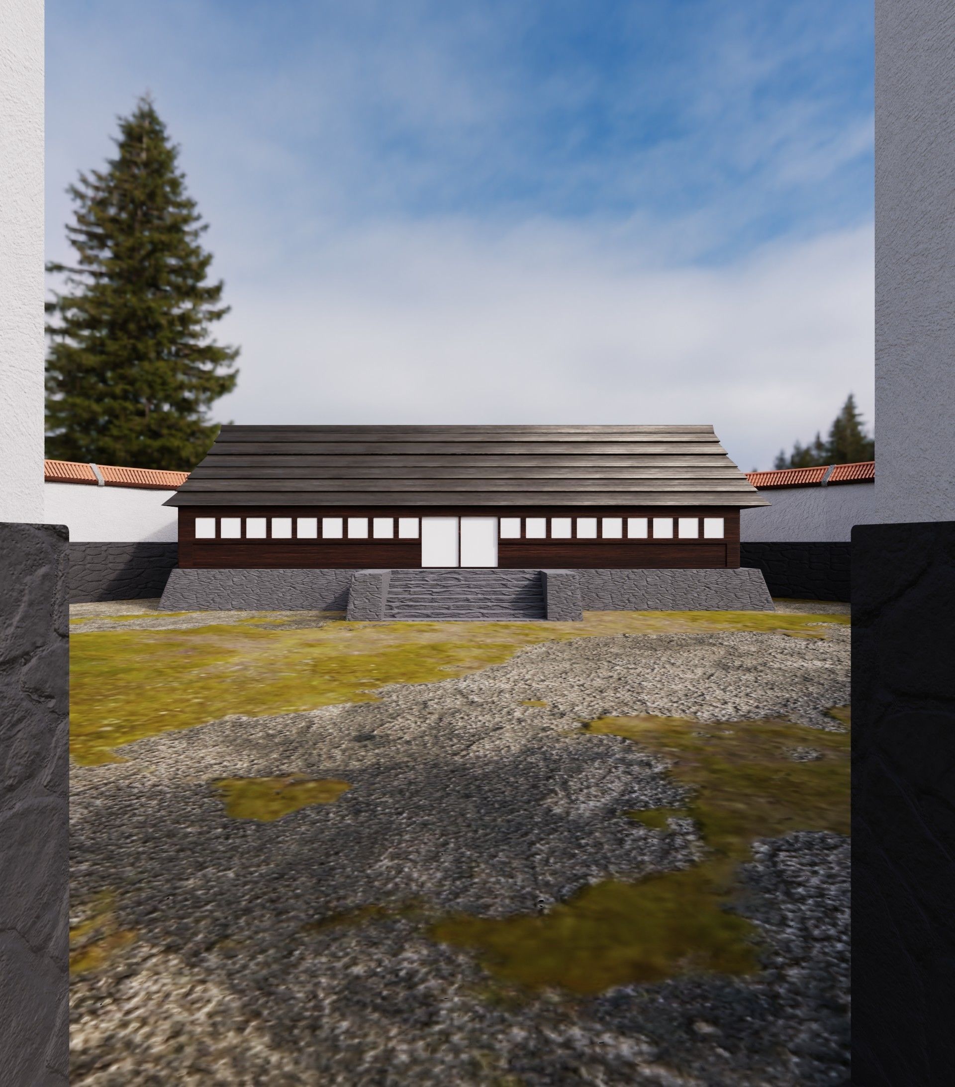 monastery circular building 3D model_2